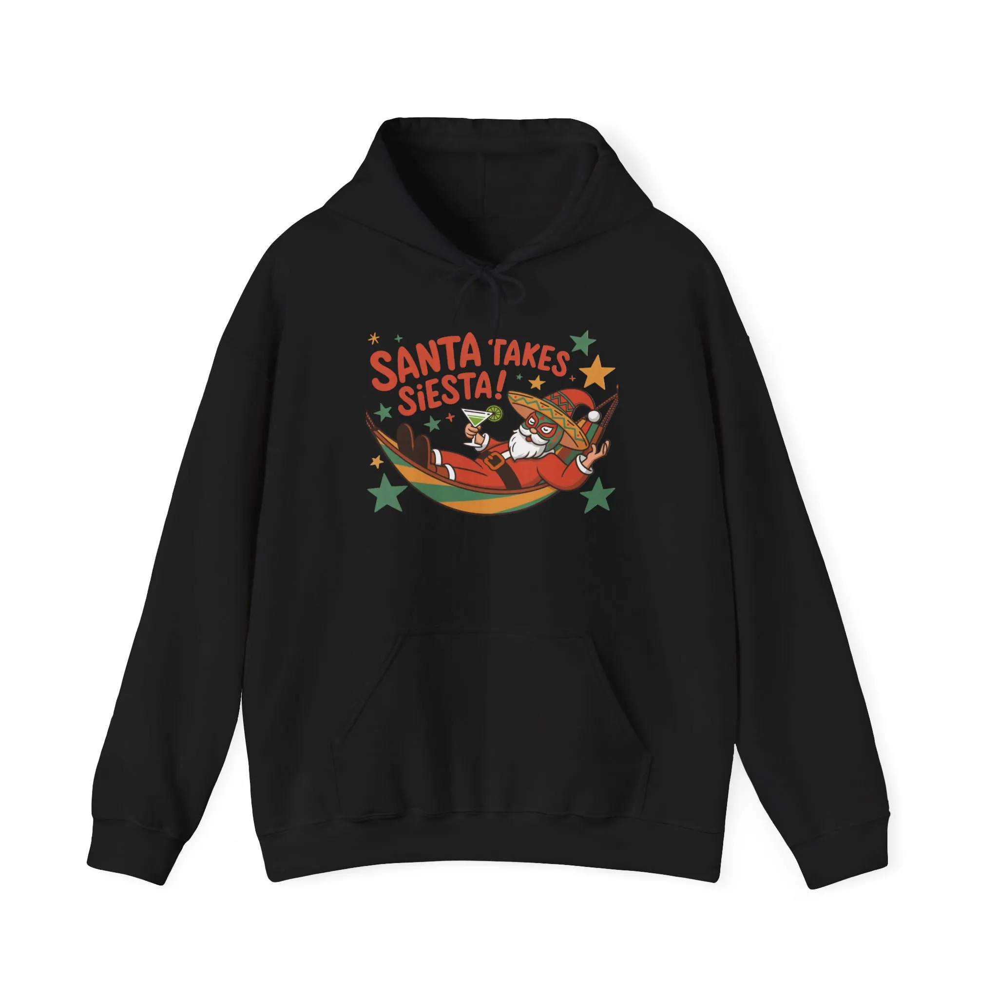 Santa Takes a Siesta Funny Christmas Hoodie for Men, Mexican Santa Holiday Sweatshirt, Siesta Santa Christmas Sweater - Image 5