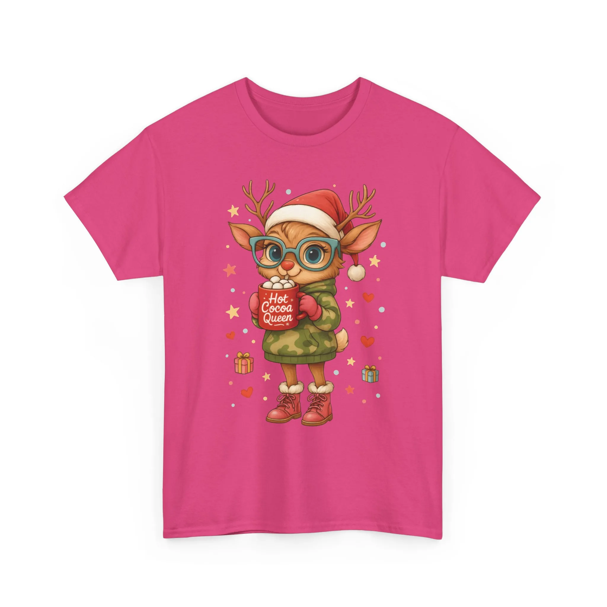 Hot Cocoa Queen Christmas Women's T-Shirt, Cute Holiday Reindeer Tee for Women - Image 19