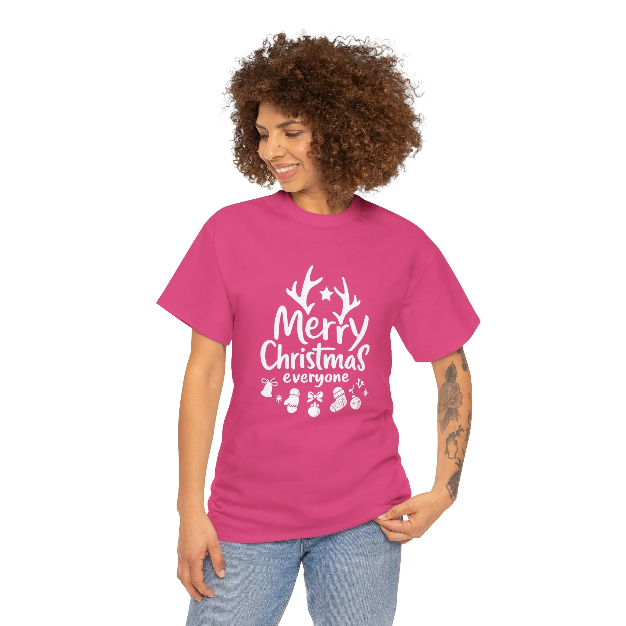 Merry Christmas Everyone Women's T-Shirt, Minimal Holiday Tee, Cute Christmas Gift Heavy Cotton Tee - Image 23
