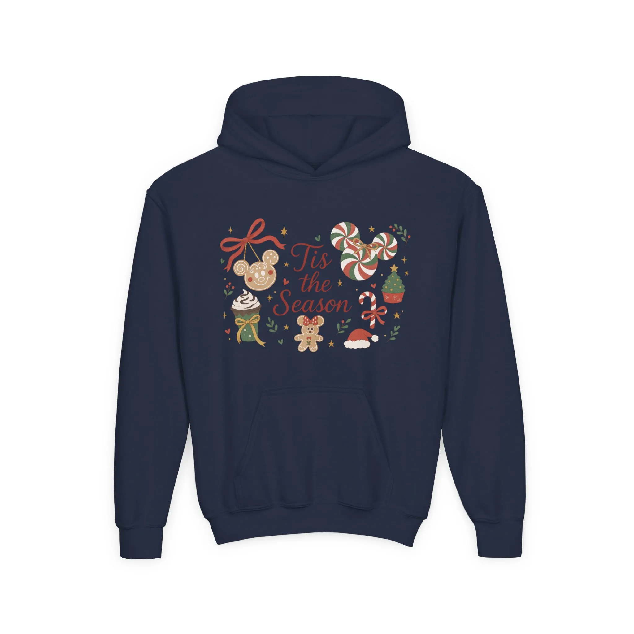 Tis the Season Christmas Sweatshirt for Girls, Cozy Holiday Cookie Jumper, Youth Heavy Blend Hooded Sweatshirt - Image 19