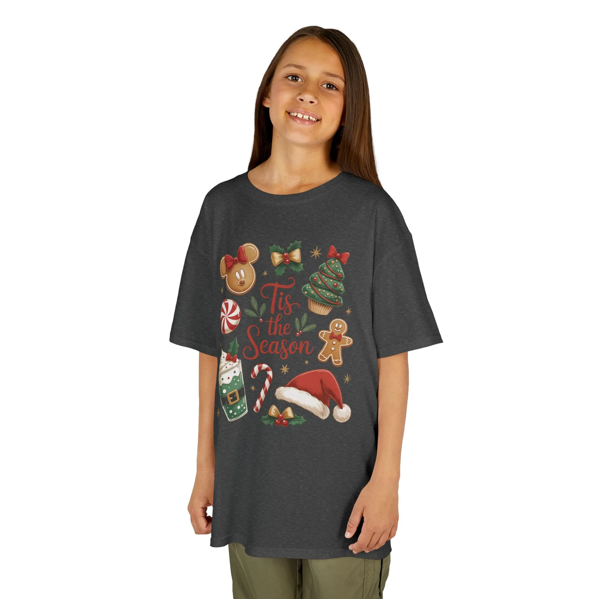 Tis the Season Christmas Shirt for Girls, Cute Holiday Cookie Tee, Kids Heavy Cotton™ Tee - Image 8