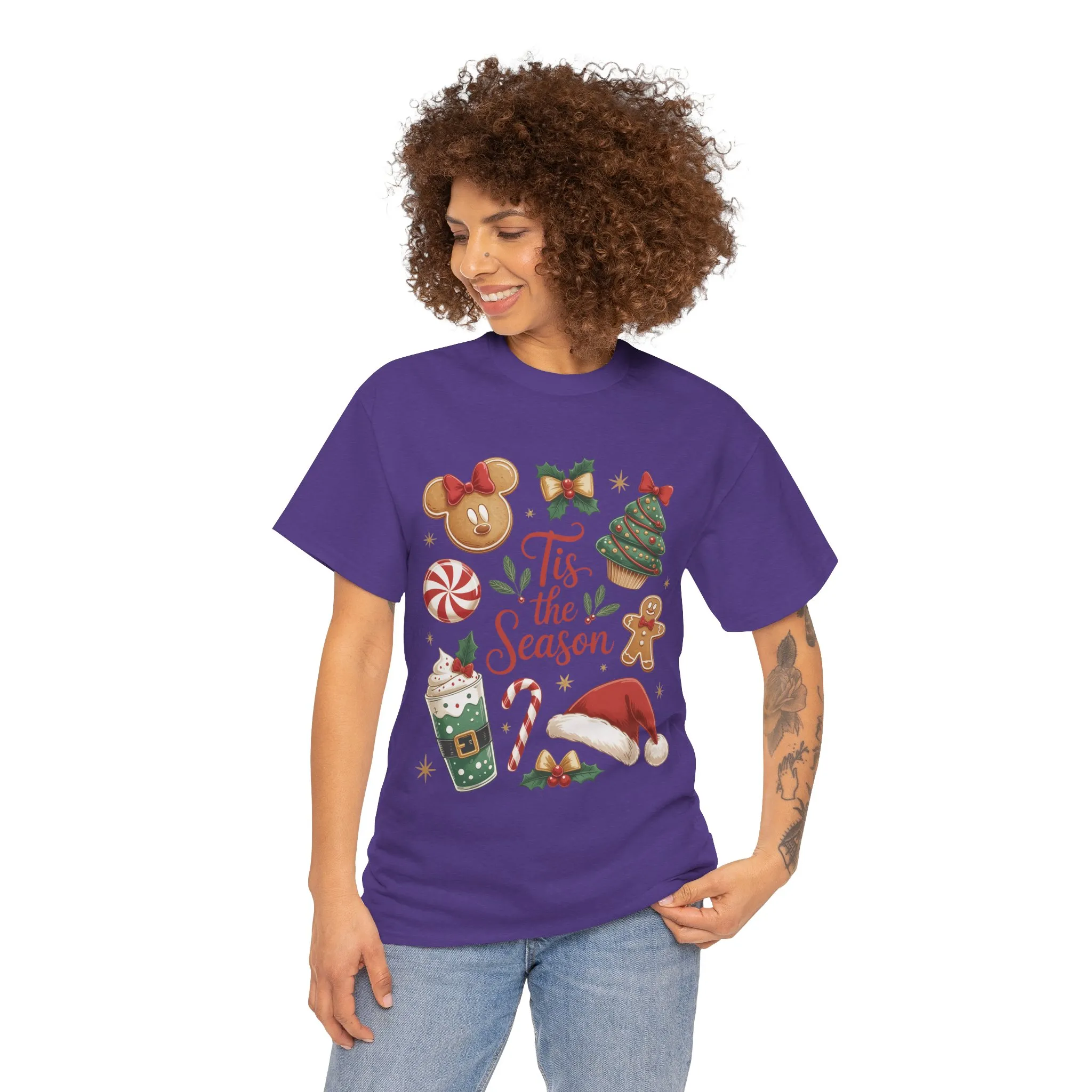 Women's Tis the Season Christmas Shirt, Cute Holiday Cookie - Coffee Tee, Women's Heavy Cotton Tee - Image 17
