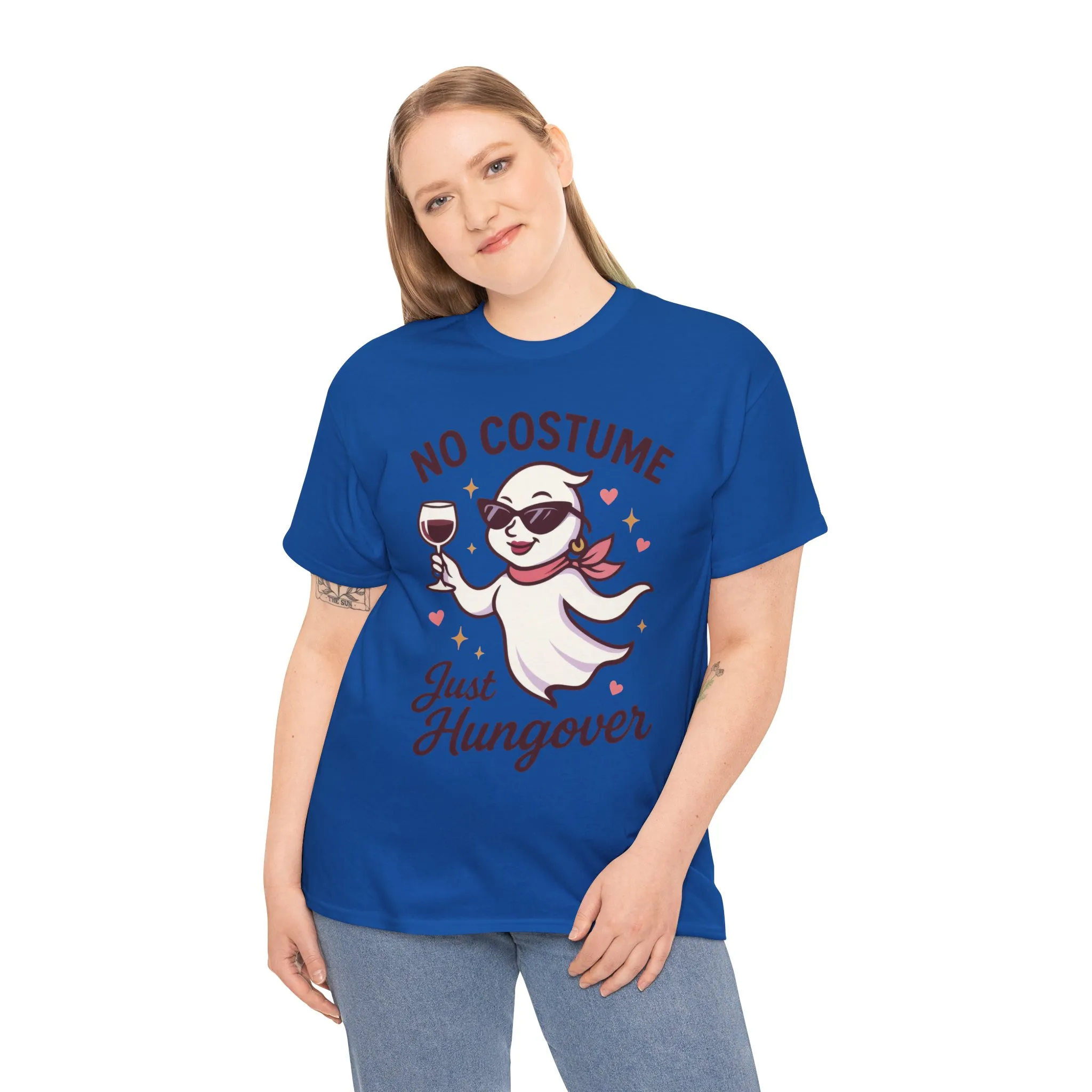 No Costume Just Hungover Women's T-Shirt, Funny Ghost Wine Halloween Party Graphic Tee - Image 21