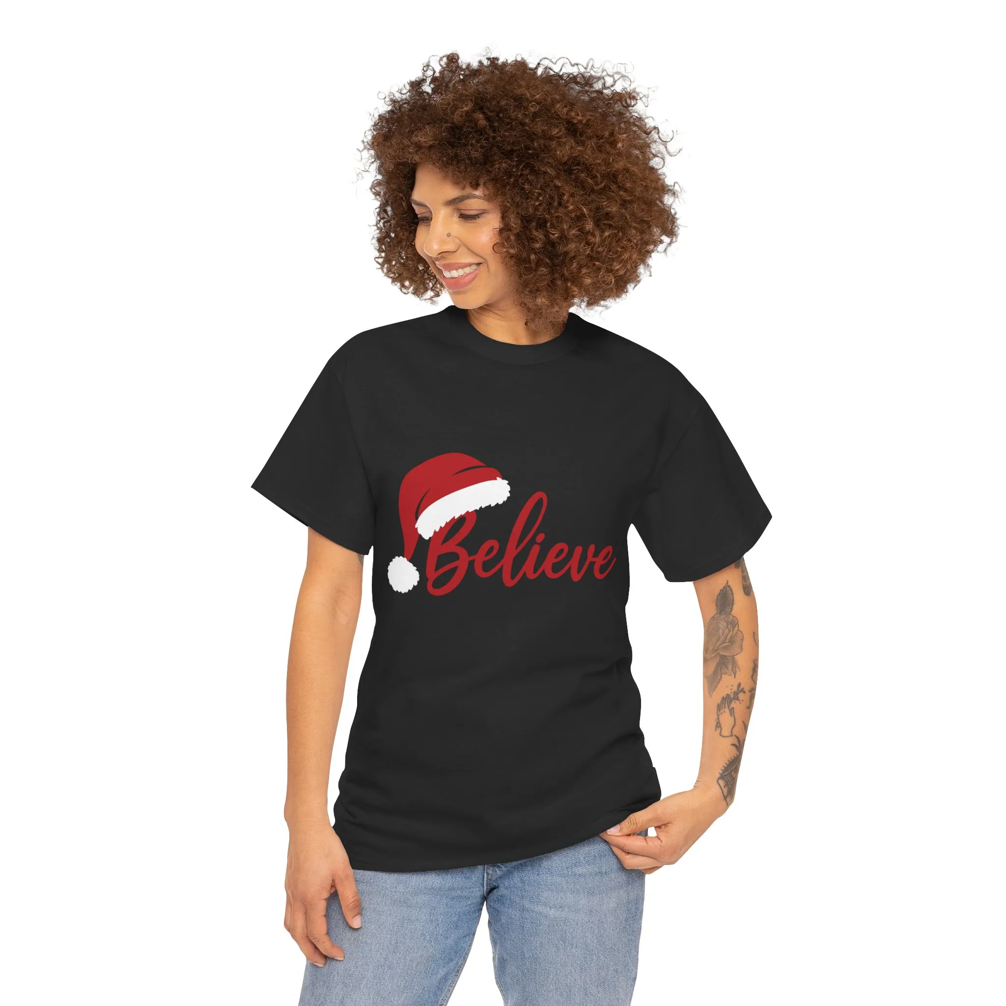 Believe Christmas Women's Shirt, Minimalist Holiday Tee - Image 3
