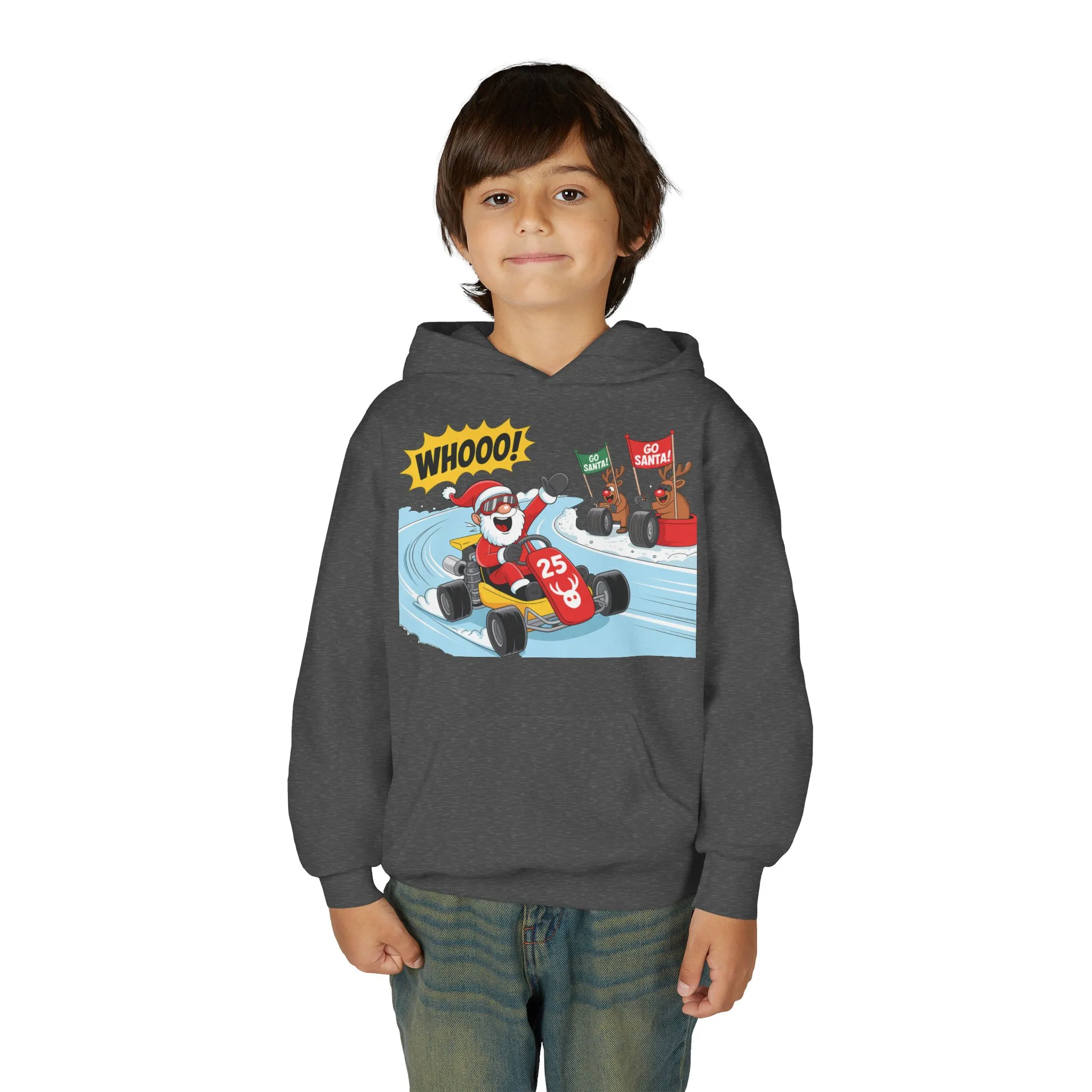 Go Santa Kart Racing Christmas Hoodie, Funny Santa - Reindeer Holiday Sweatshirt for Kids, Cute Christmas Jumper Youth Gift - Image 19