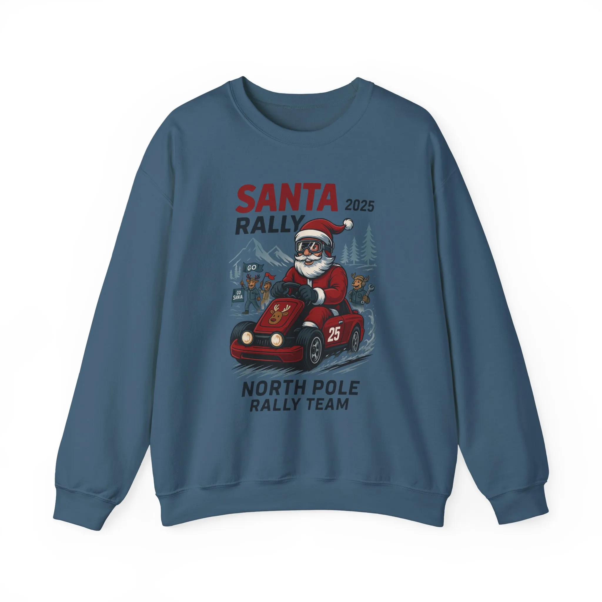 Santa Rally 2025 Christmas Men's Sweatshirt, Funny Santa Racing Sweatshirt for Men, North Pole Rally Team Holiday Jumper - Image 7