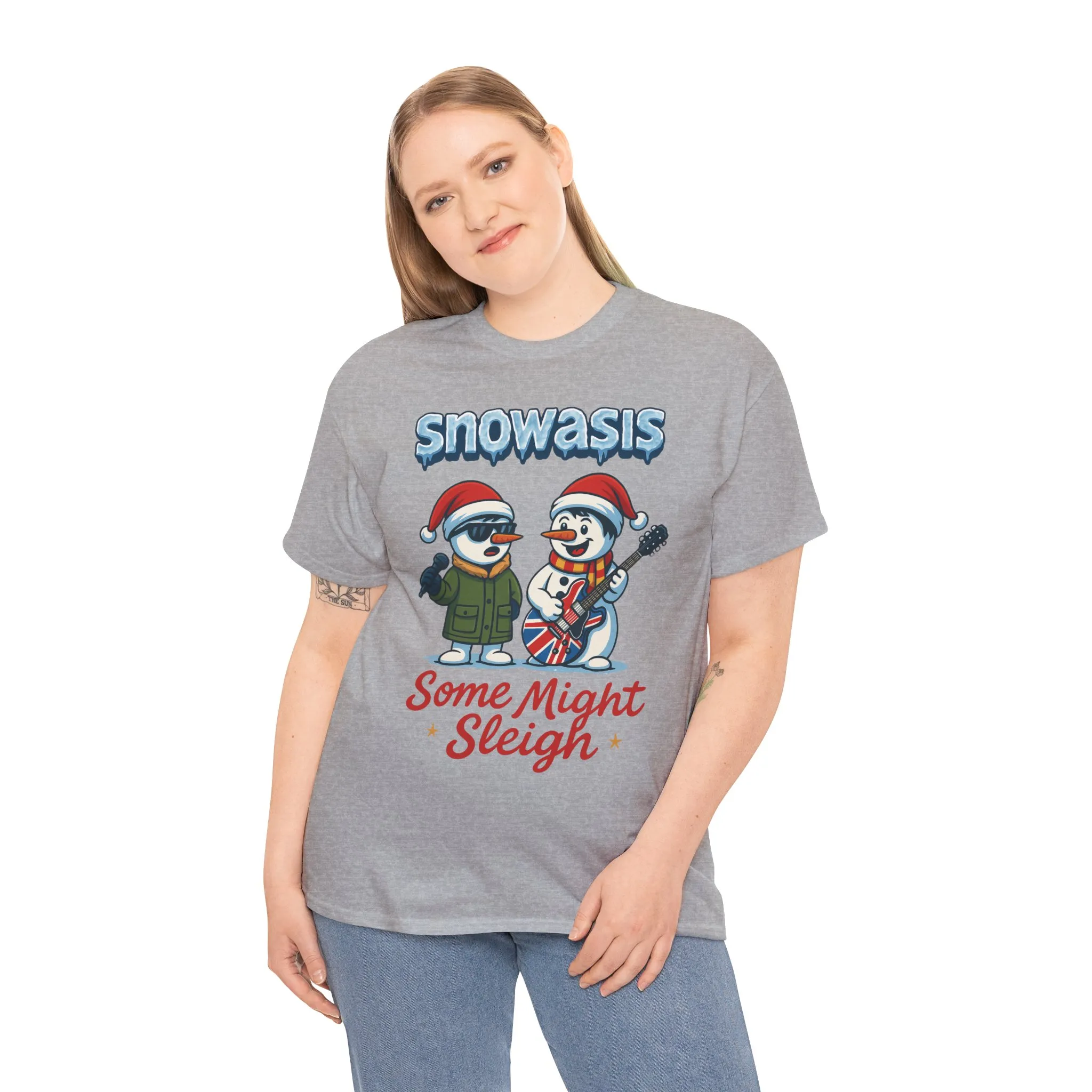 Funny Snowasis Women's Christmas T-Shirt, Retro Music Holiday Tee