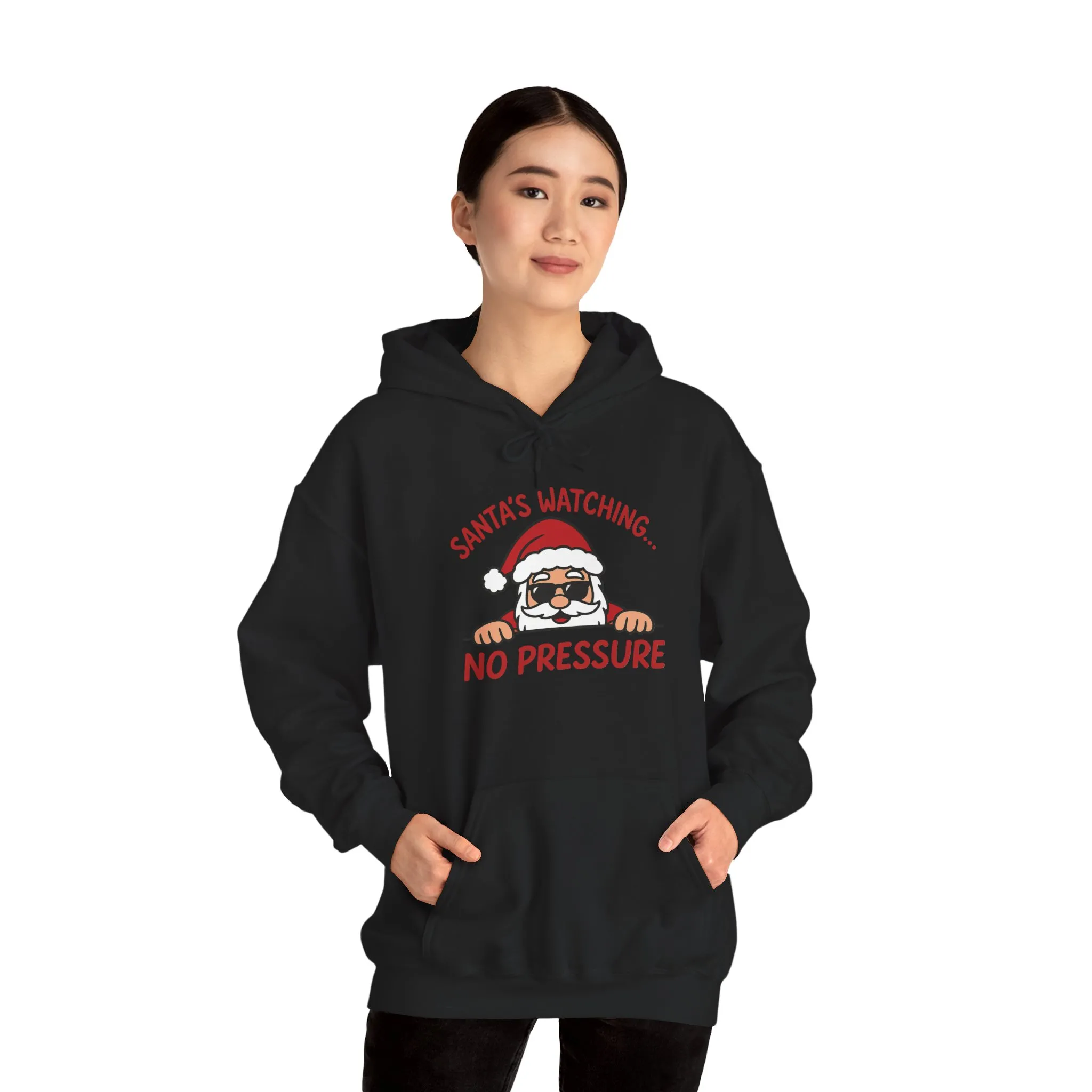 Sant's Watching No Pressure Women's Christmas Hoodie, Funny Holiday Sweatshirt - Image 11
