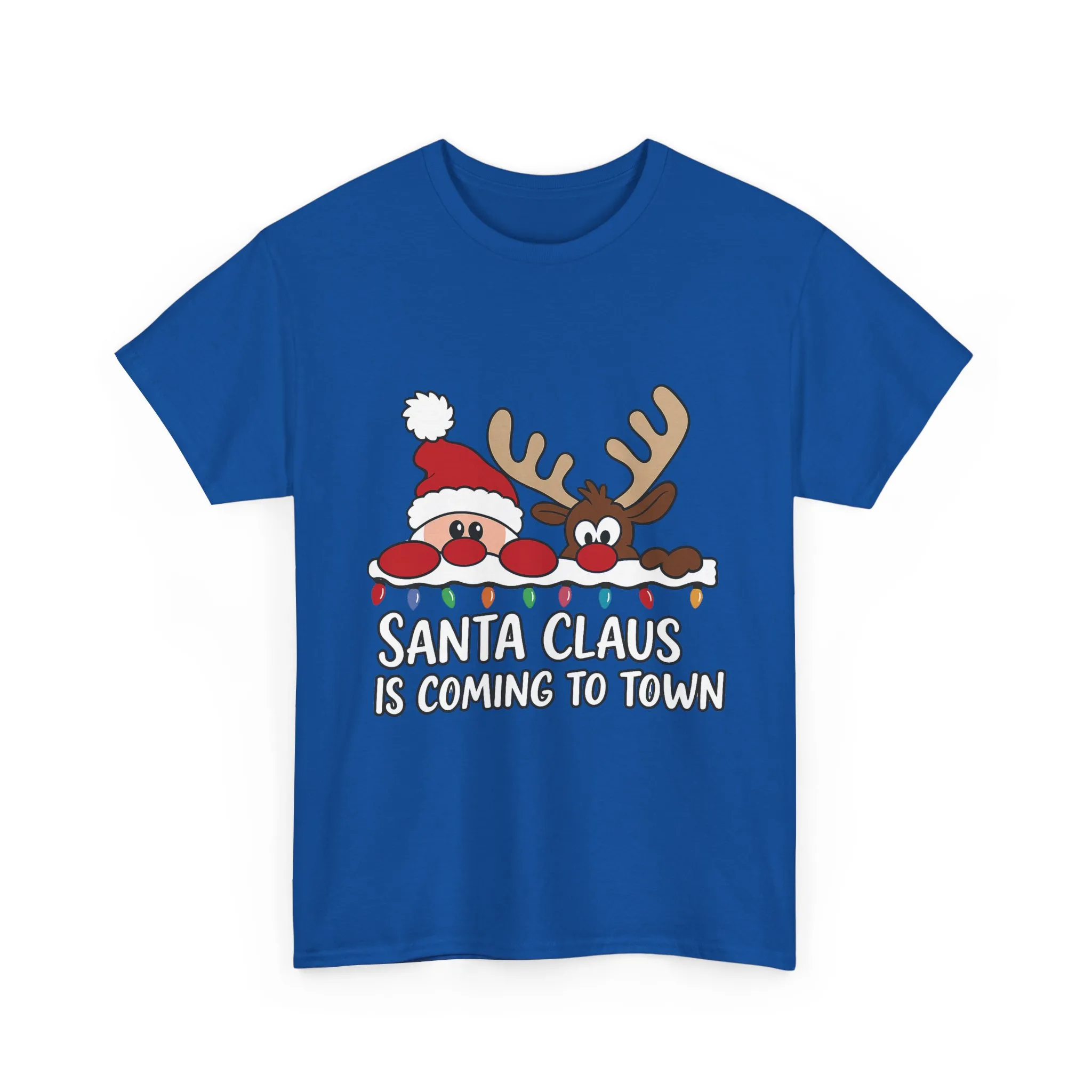 Santa Claus Is Coming to Town Women's Christmas T-Shirt, Cute Santa - Reindeer Holiday Tee - Image 16