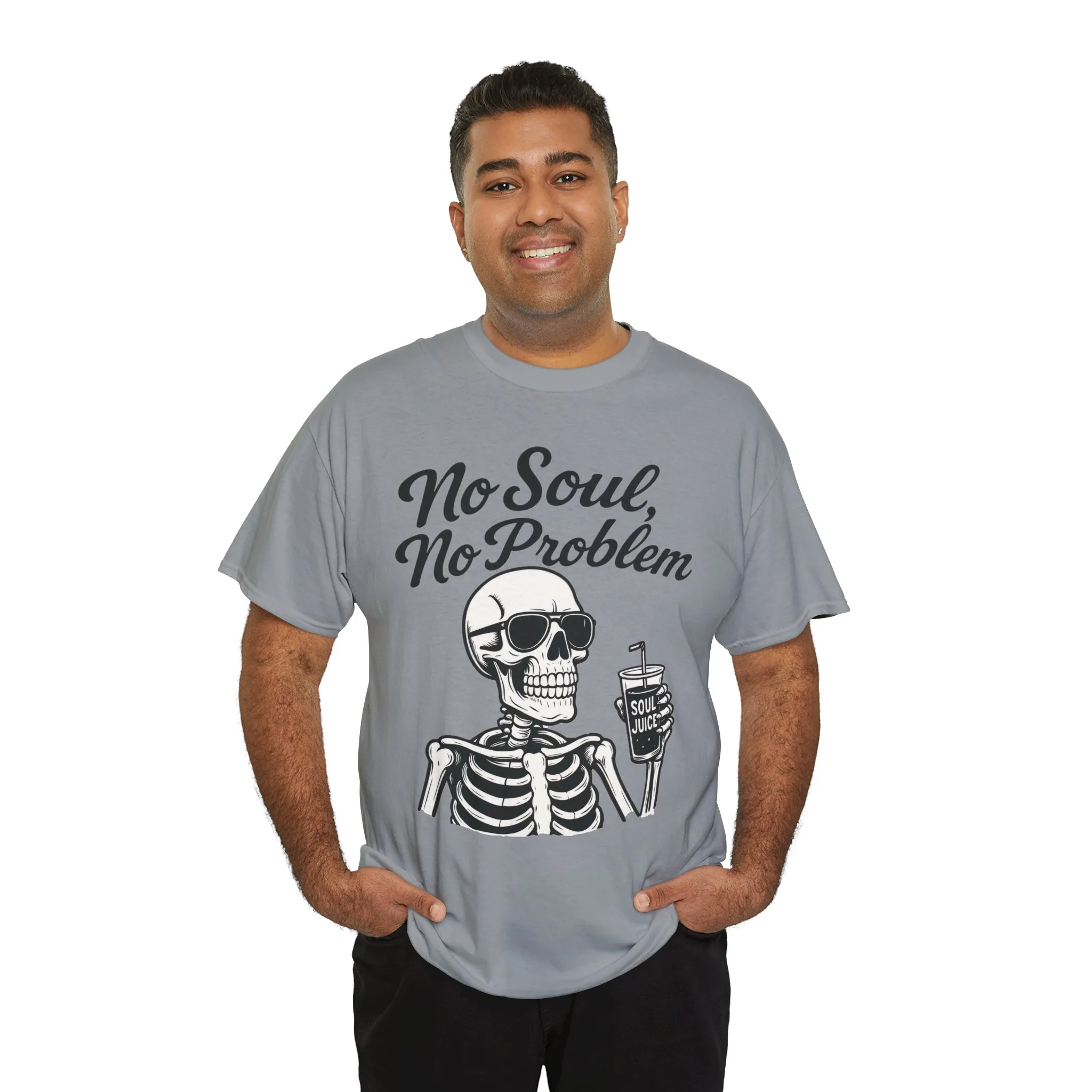 No Soul No Problem Skeleton T-Shirt for Men, Funny Gothic Skull Tee, Cool Spooky Halloween Shirt, Dark Humor Skeleton Graphic Top - Image 16