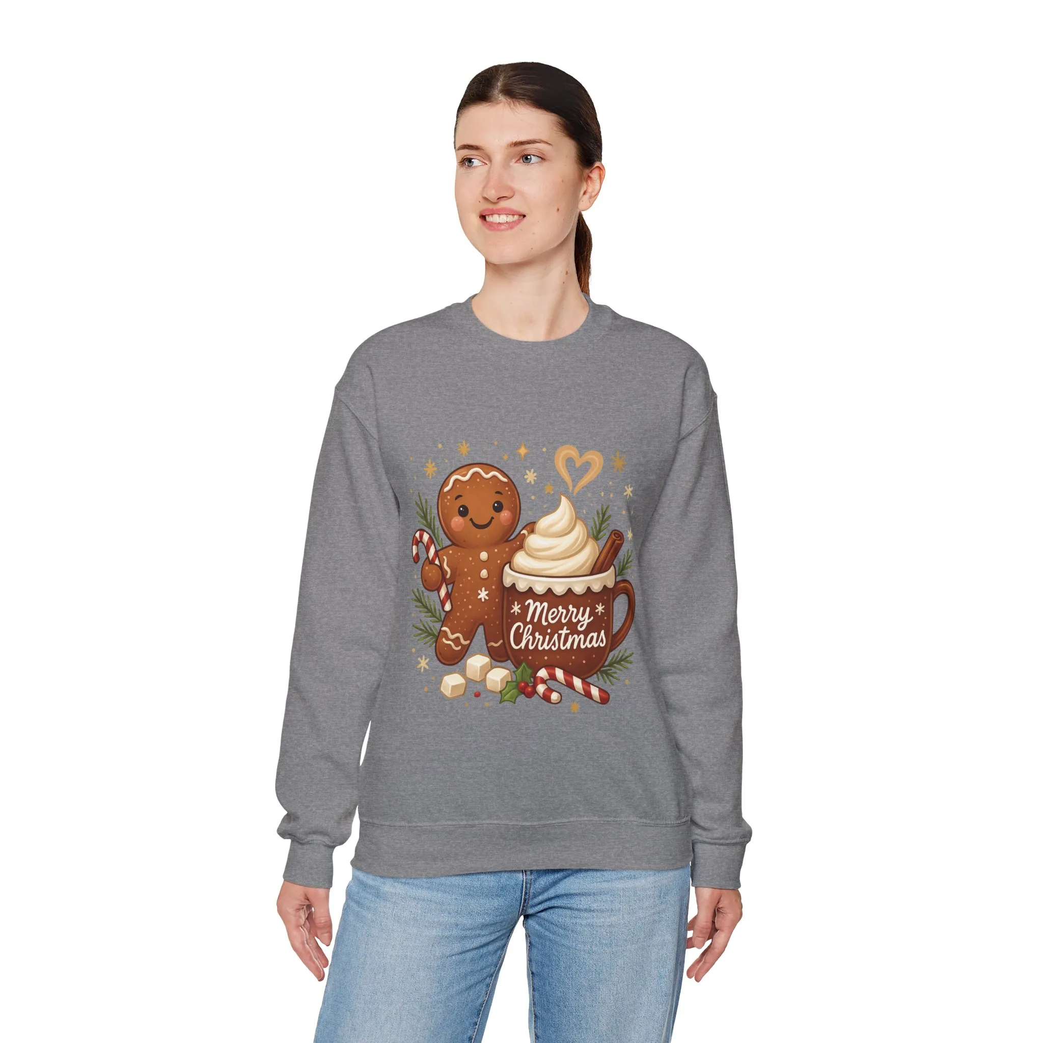 Women's Gingerbread - Hot Cocoa Christmas Sweatshirt, Cozy Holiday Pullover, Women's Heavy Blend™ Crewneck Sweatshirt - Image 12