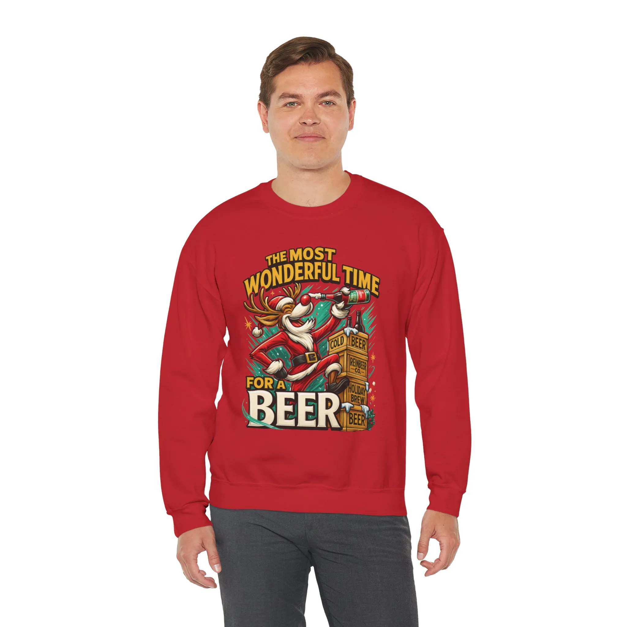 Funny Christmas Beer Men's Sweatshirt, The Most Wonderful Time for a Beer - Image 27