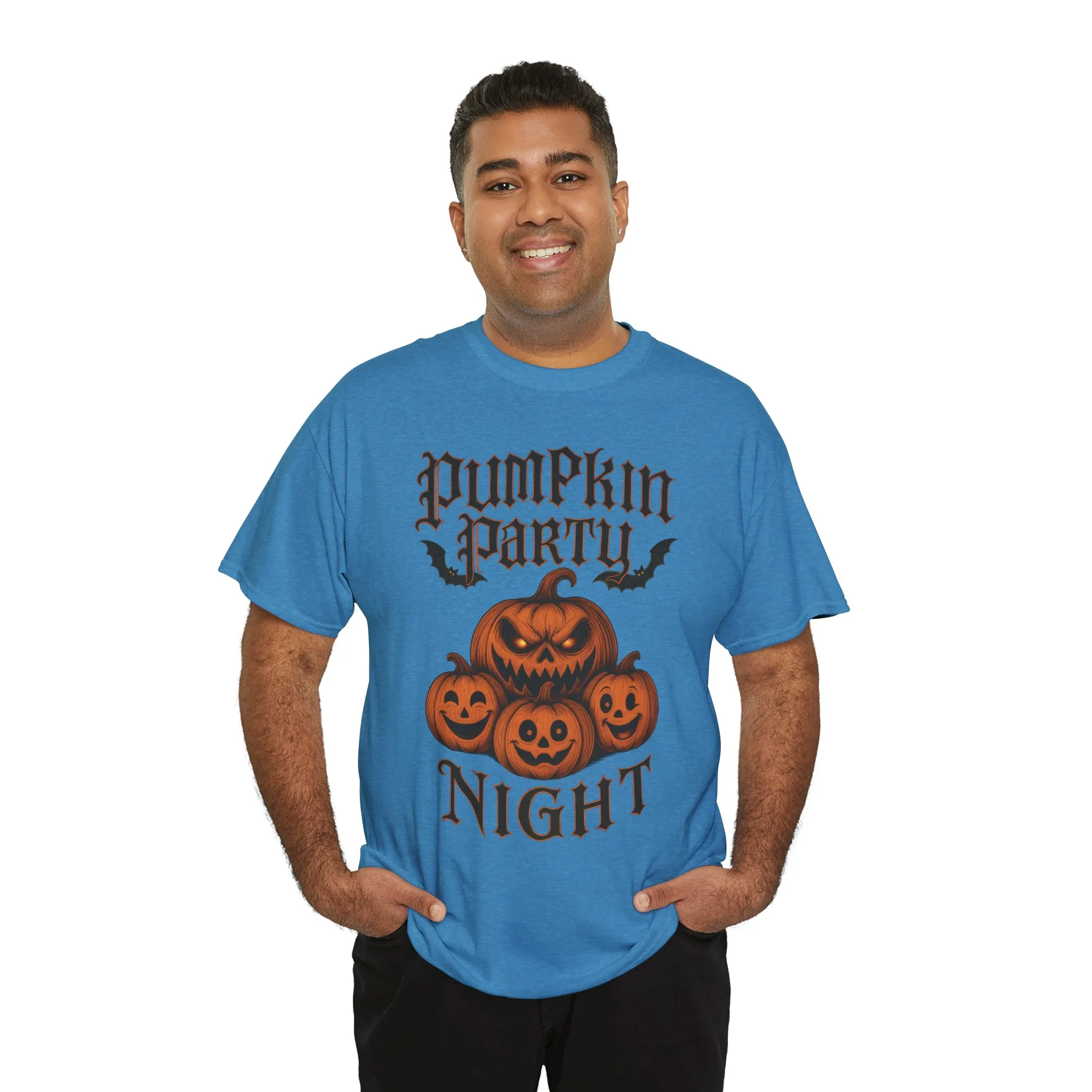 Pumpkin Party Night Men's Halloween T-Shirt, Scary Jack-O-Lantern Pumpkin Graphic Tee for Him - Image 18