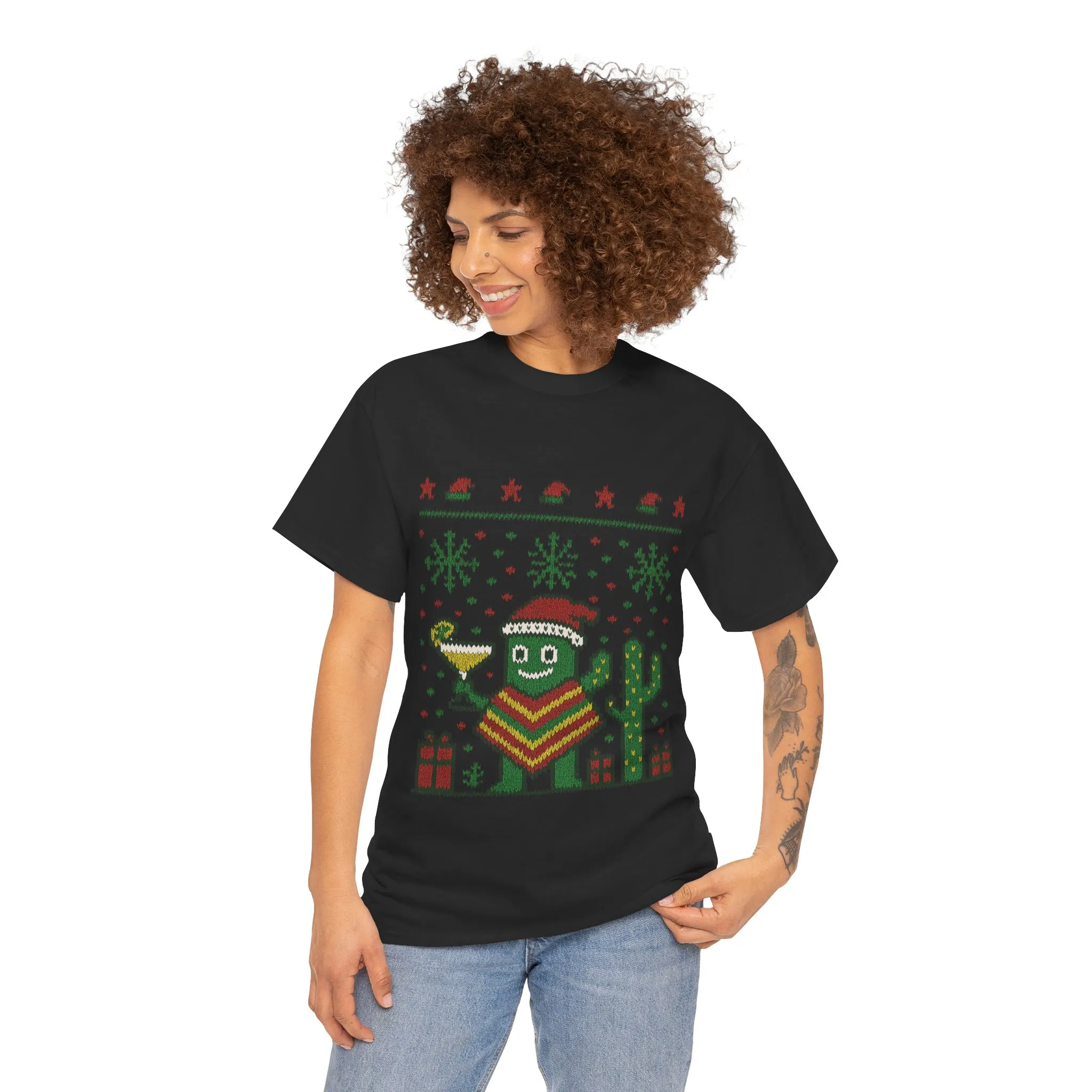 Festive Cactus Christmas Shirt, Funny Holiday Santa Hat Tee for Women, Women's Funny Xmas Shirt - Image 8