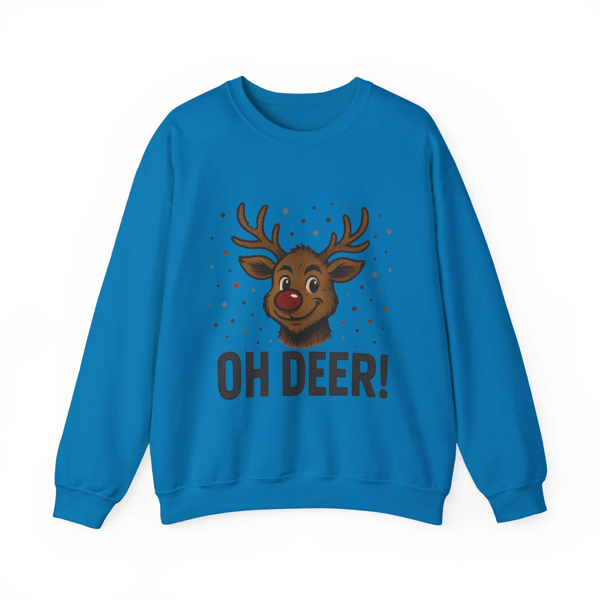 Men's Oh Deer Funny Christmas Sweatshirt, Reindeer Holiday Pullover - Image 16