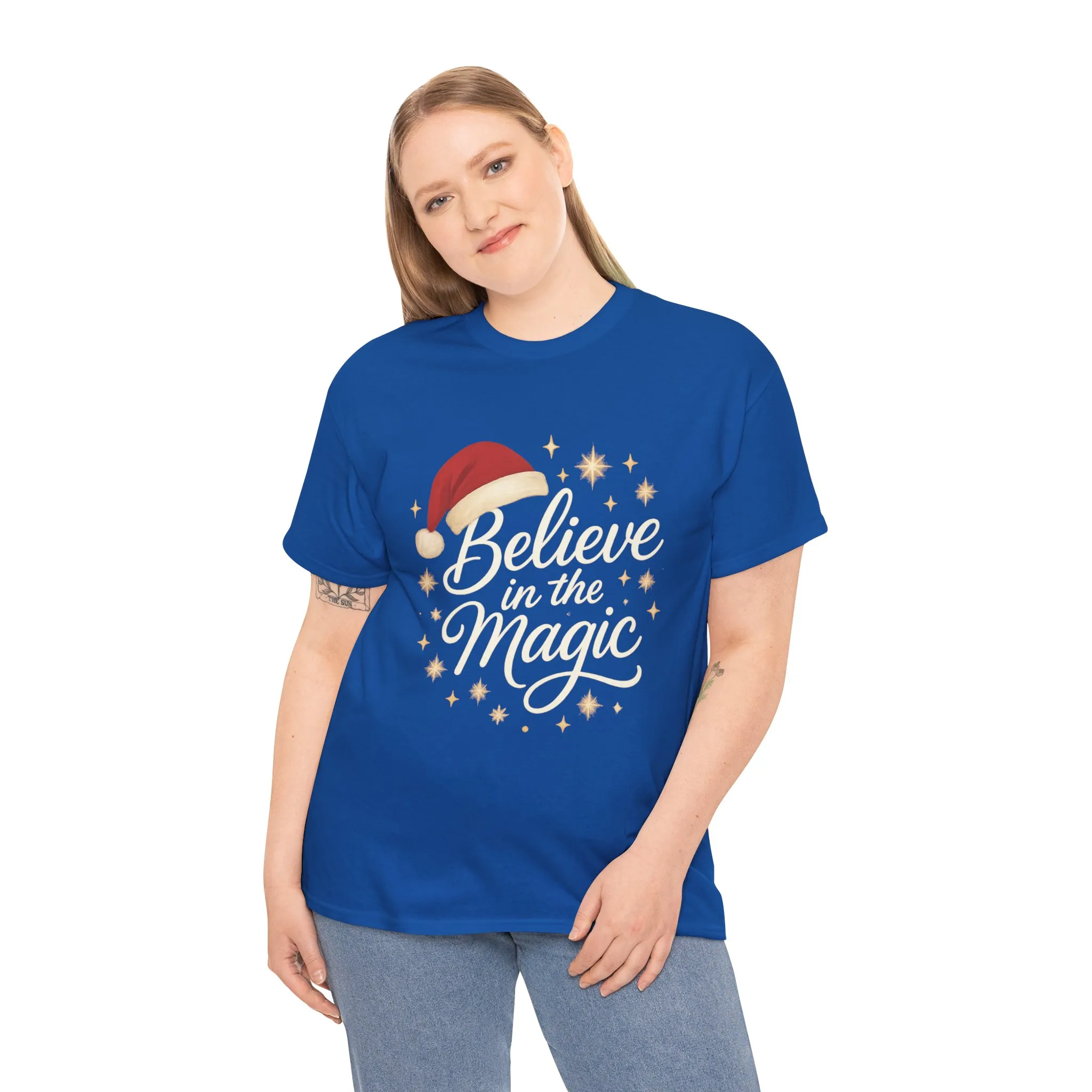 Believe in the Magic Christmas Women's Shirt, Santa Hat Holiday Tee - Image 15
