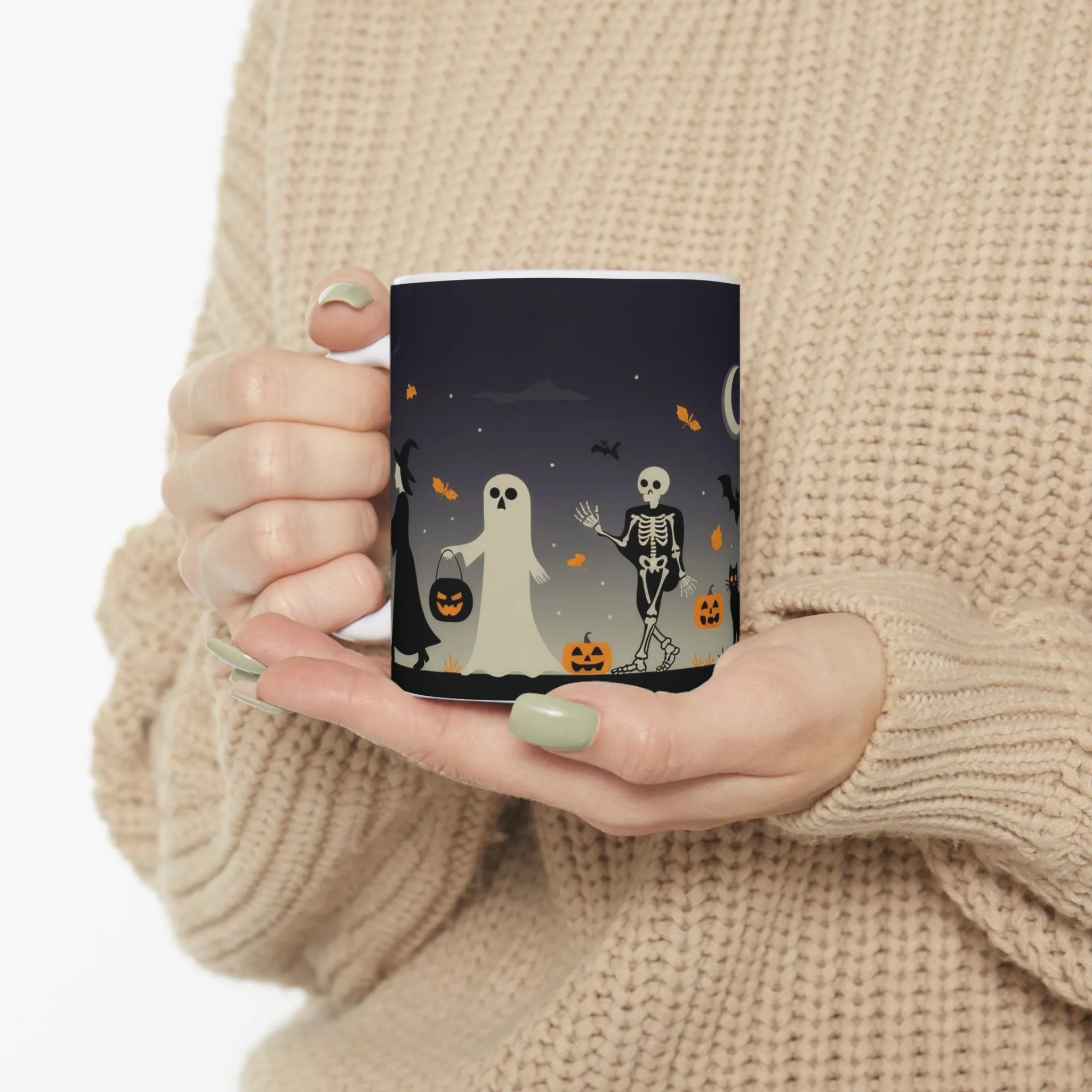 Halloween Night Parade Mug, Witches, Ghosts, Skeletons, Spooky Night Coffee Cup, Gothic Fall Gift for Her - HimCeramic Mug, (11oz, 15oz) - Image 7