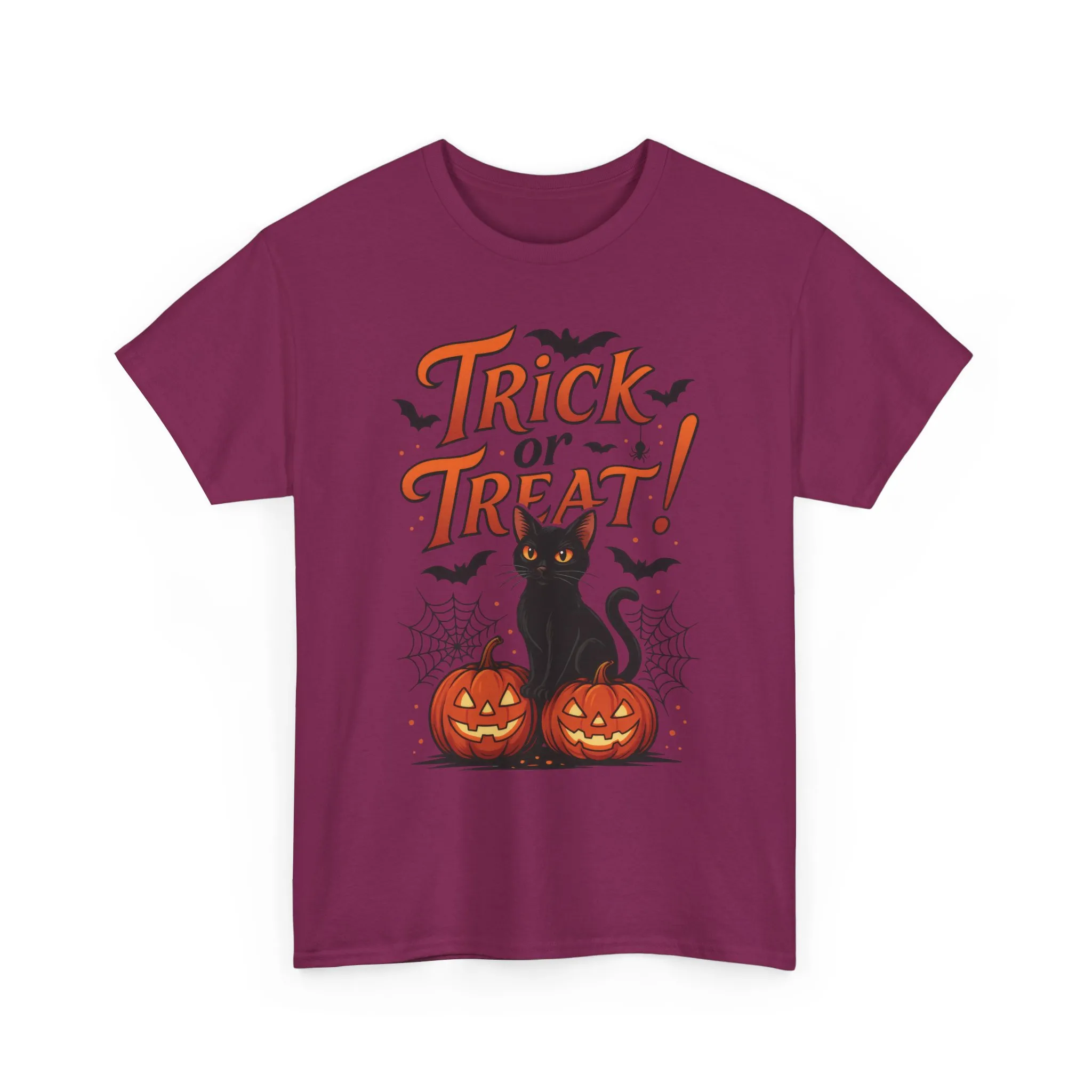 Trick or Treat Black Cat Halloween T-Shirt for Women, Spooky Cute Pumpkin Cat Tee, Fall Halloween Outfit Gift, Vintage Witchy Top - Image 28