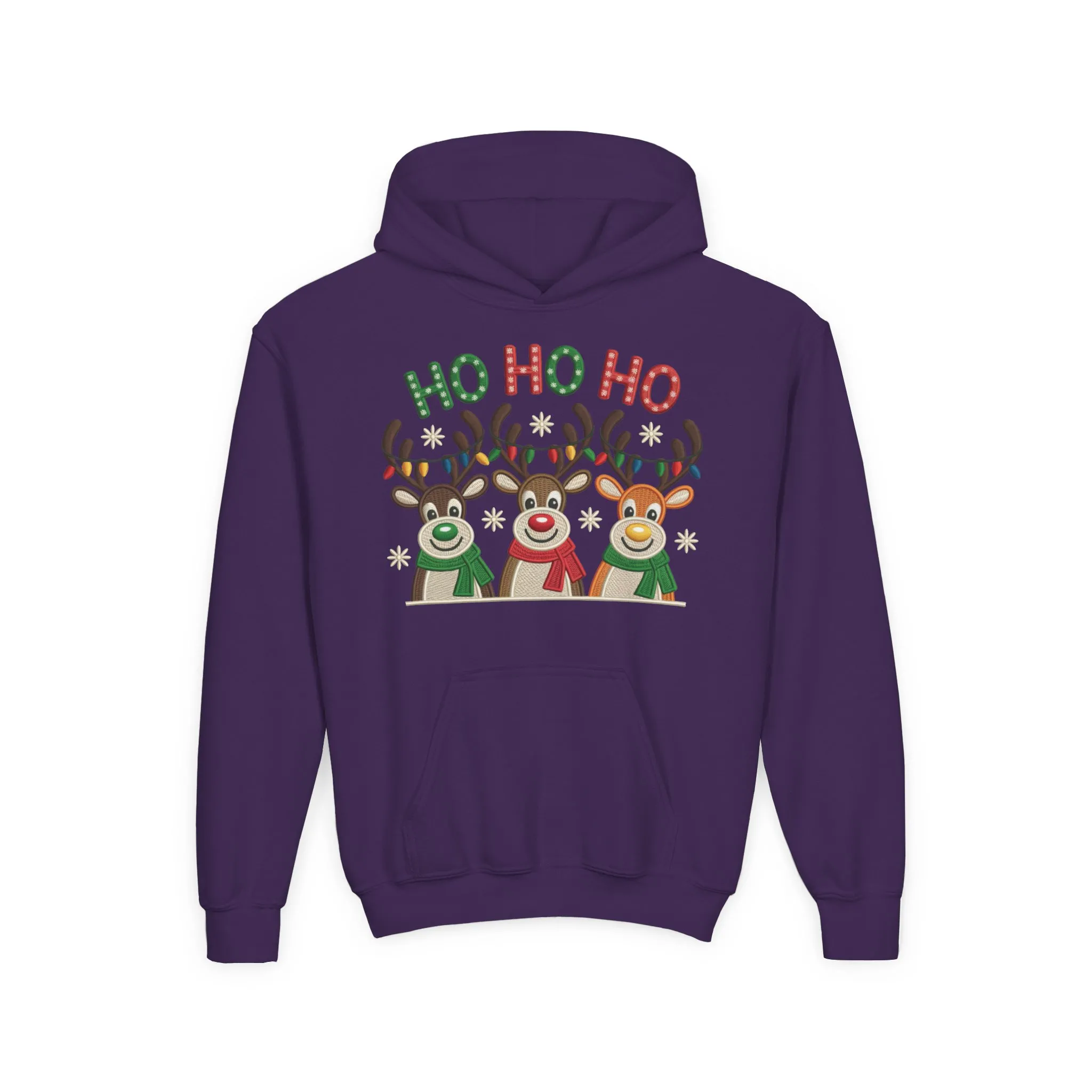 Ho Ho Ho Reindeer Hoodie for Girls, Cute Christmas Holiday Kids Pullover, Youth Hooded Sweatshirt - Image 19