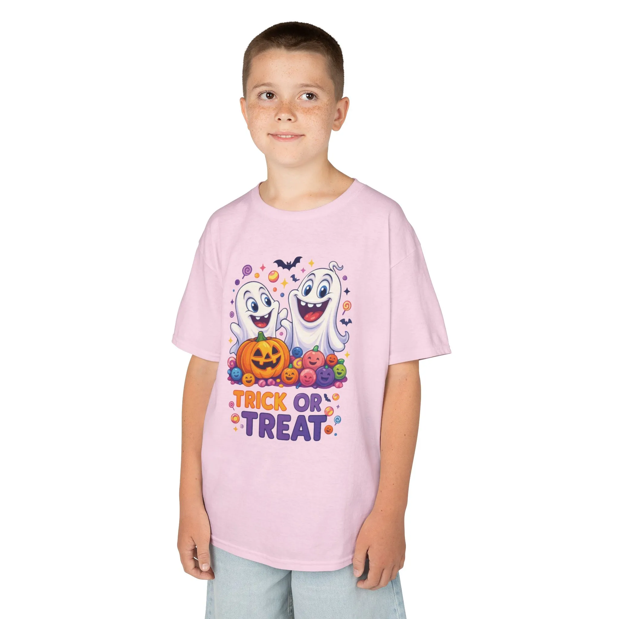 Trick or Treat Kids Halloween T-Shirt, Cute Ghosts Pumpkin Design, Fun Spooky Tee for Boys Girls - Image 21