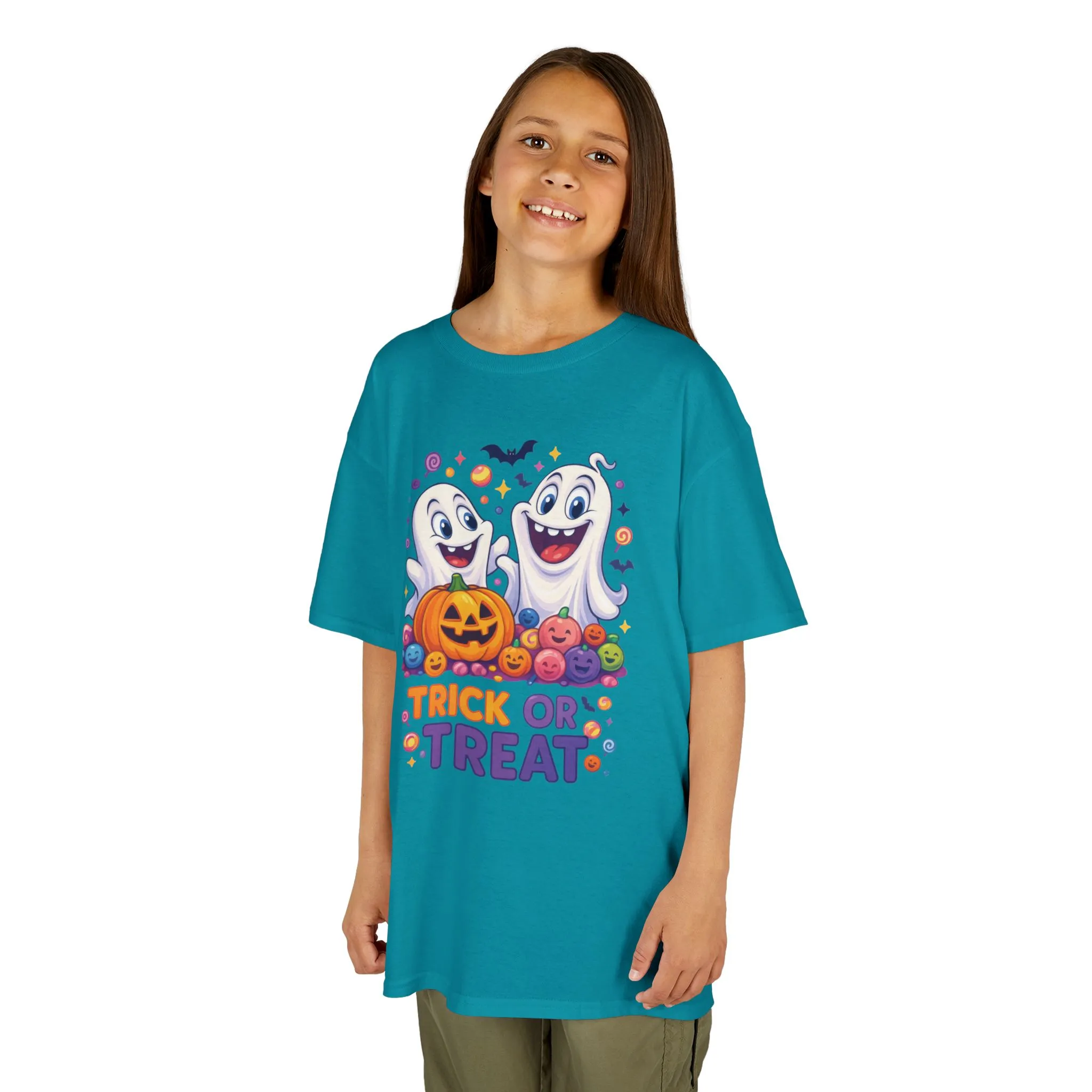 Trick or Treat Kids Halloween T-Shirt, Cute Ghosts Pumpkin Design, Fun Spooky Tee for Boys Girls - Image 8