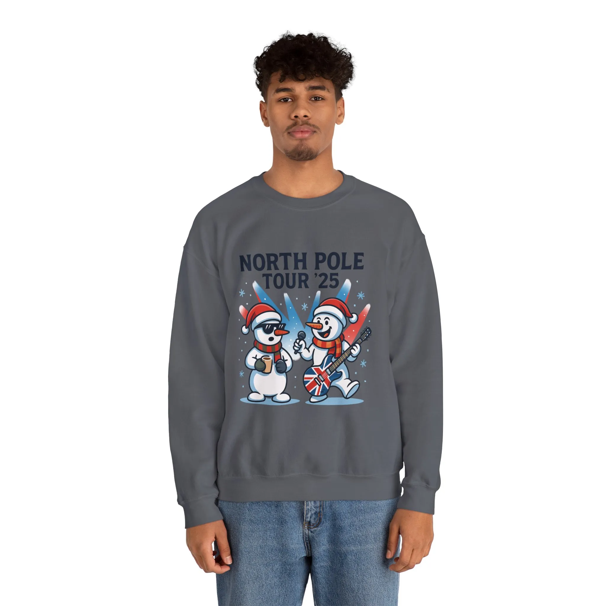North Pole Tour 25 Men's Christmas Sweatshirt, Funny Rock Band Holiday Jumper - Image 20