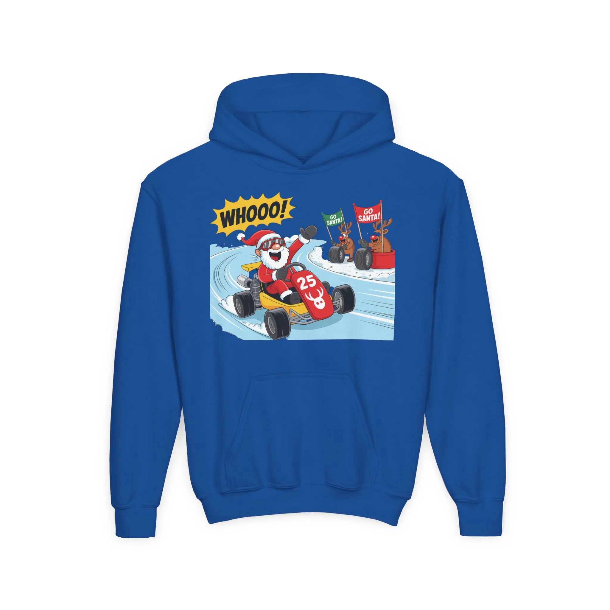 Go Santa Kart Racing Christmas Hoodie, Funny Santa - Reindeer Holiday Sweatshirt for Kids, Cute Christmas Jumper Youth Gift - Image 25