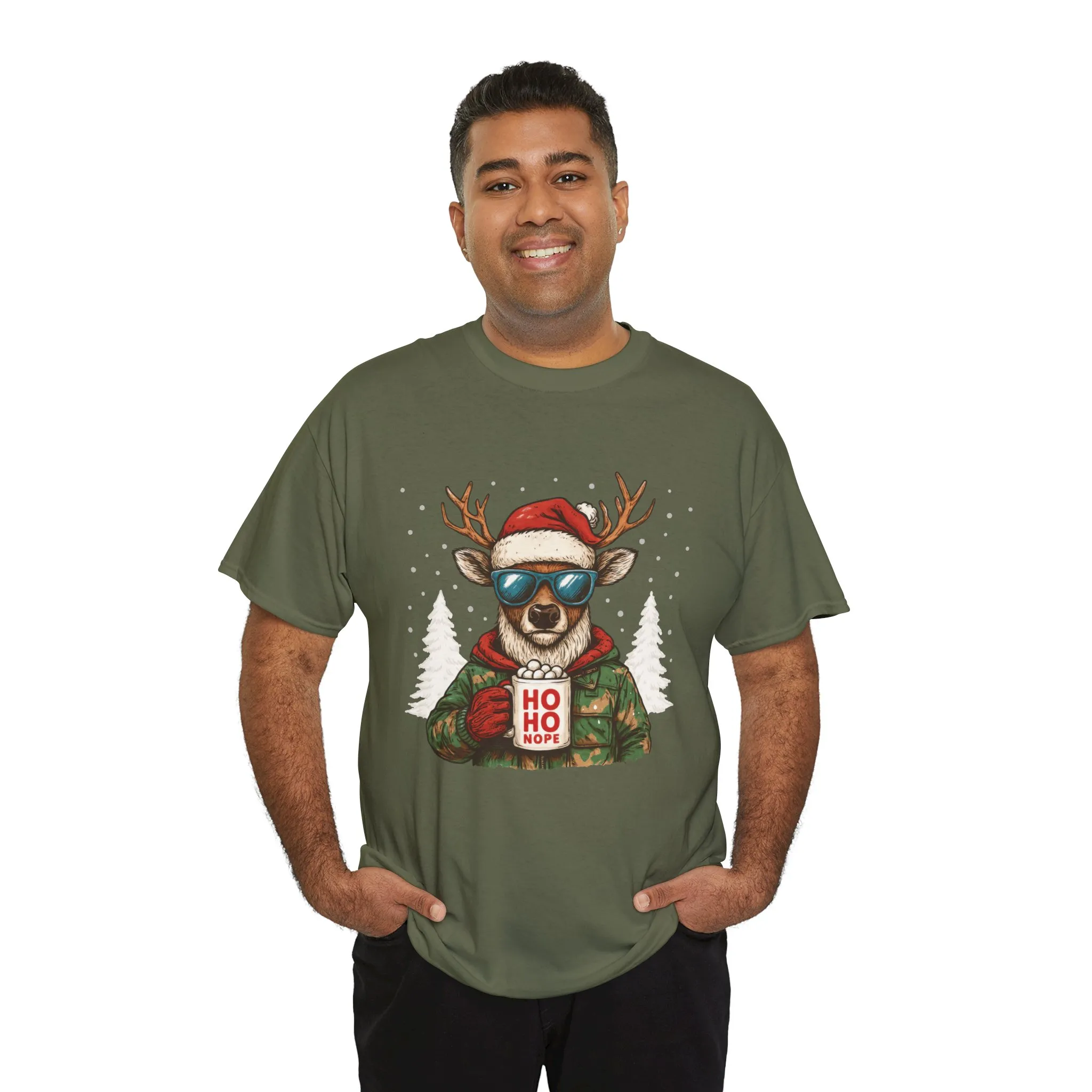 Men's HO HO NOPE Funny Christmas Sweatshirt, Cool Reindeer Pullover - Image 12