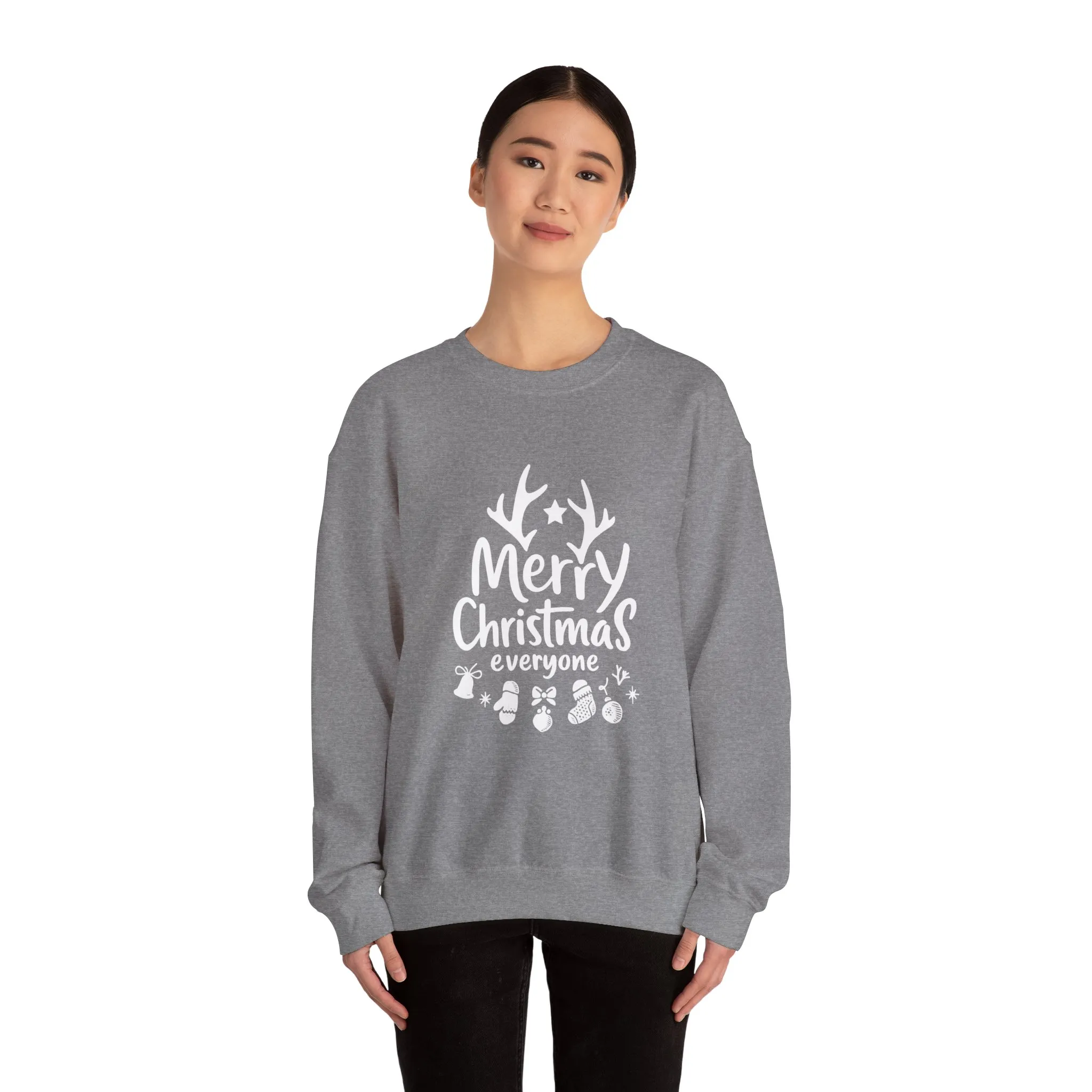 Merry Christmas Everyone Women's Sweatshirt, Cozy Holiday Pullover, Festive Minimal Design Heavy Blend™ Crewneck Sweatshirt - Image 8