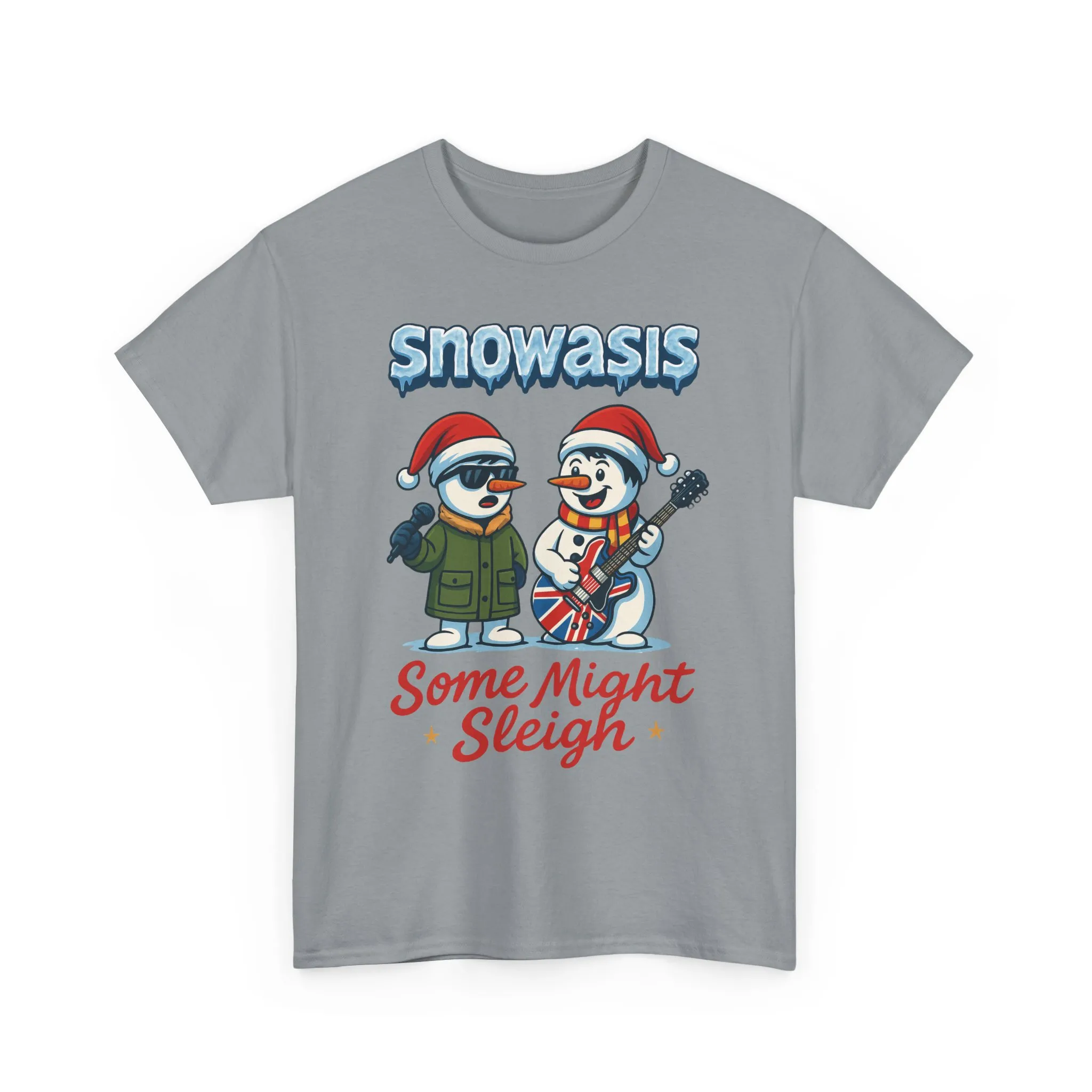 Funny Snowman Band Men's Christmas T-Shirt, Snowasis Some Might Sleigh Tee - Image 2