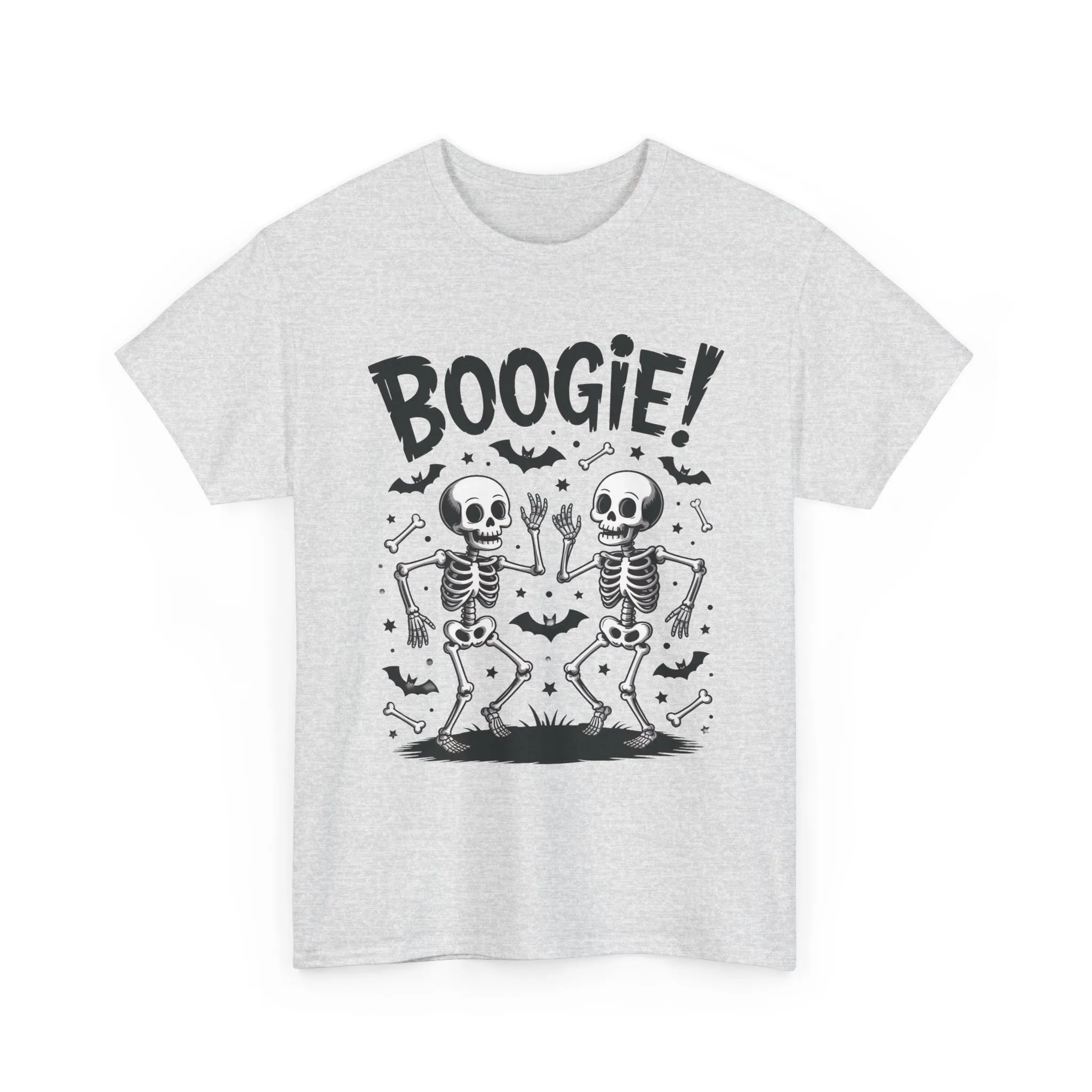 Halloween Dancing Skeletons Women's T-Shirt, BOOGIE! Funny Spooky Graphic Tee for Women, Women's Heavy Cotton Tee - Image 4