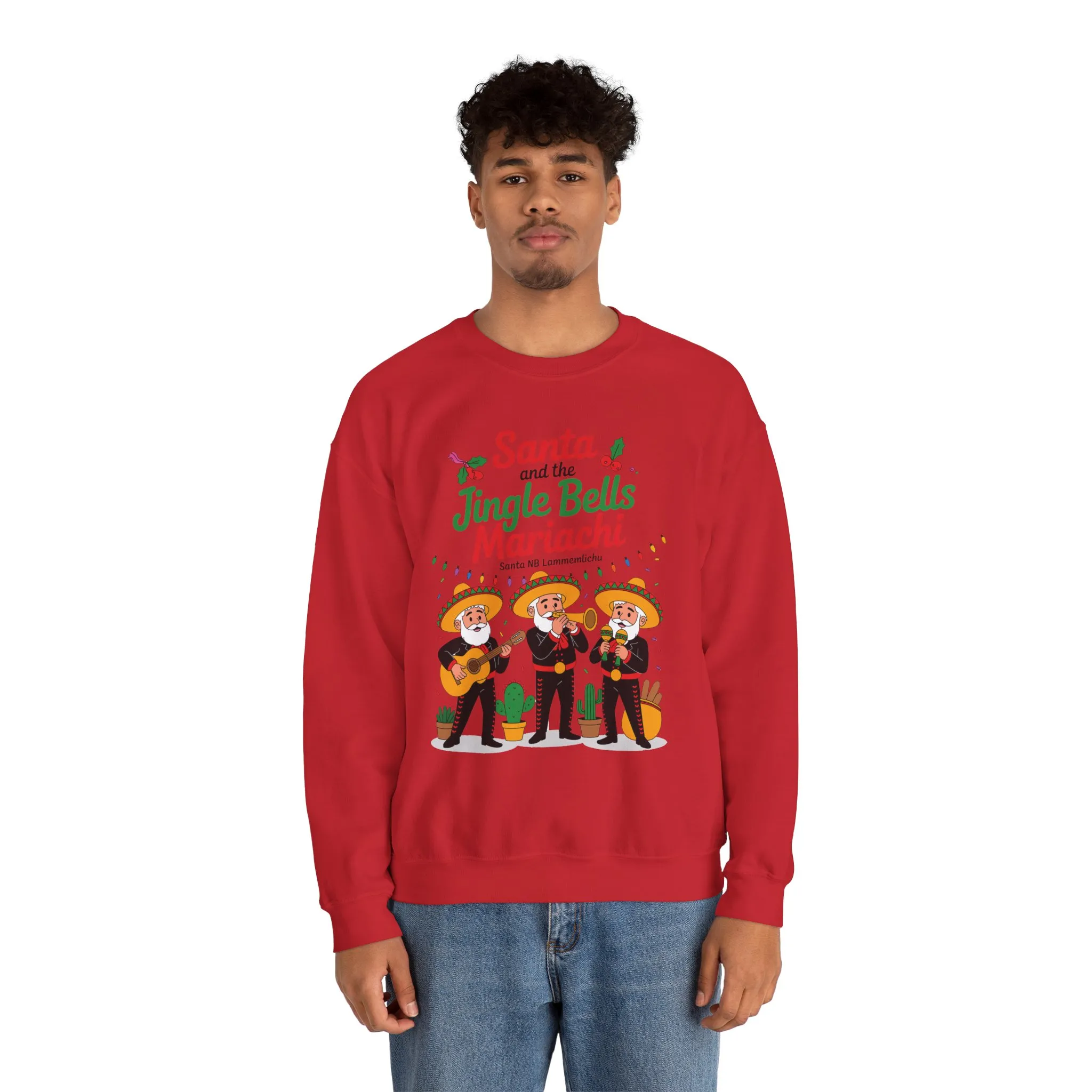 Santa and the Jingle Bells Mariachi Sweatshirt, Funny Mexican Christmas Jumper, Latin Holiday Fiesta Pullover - Image 26