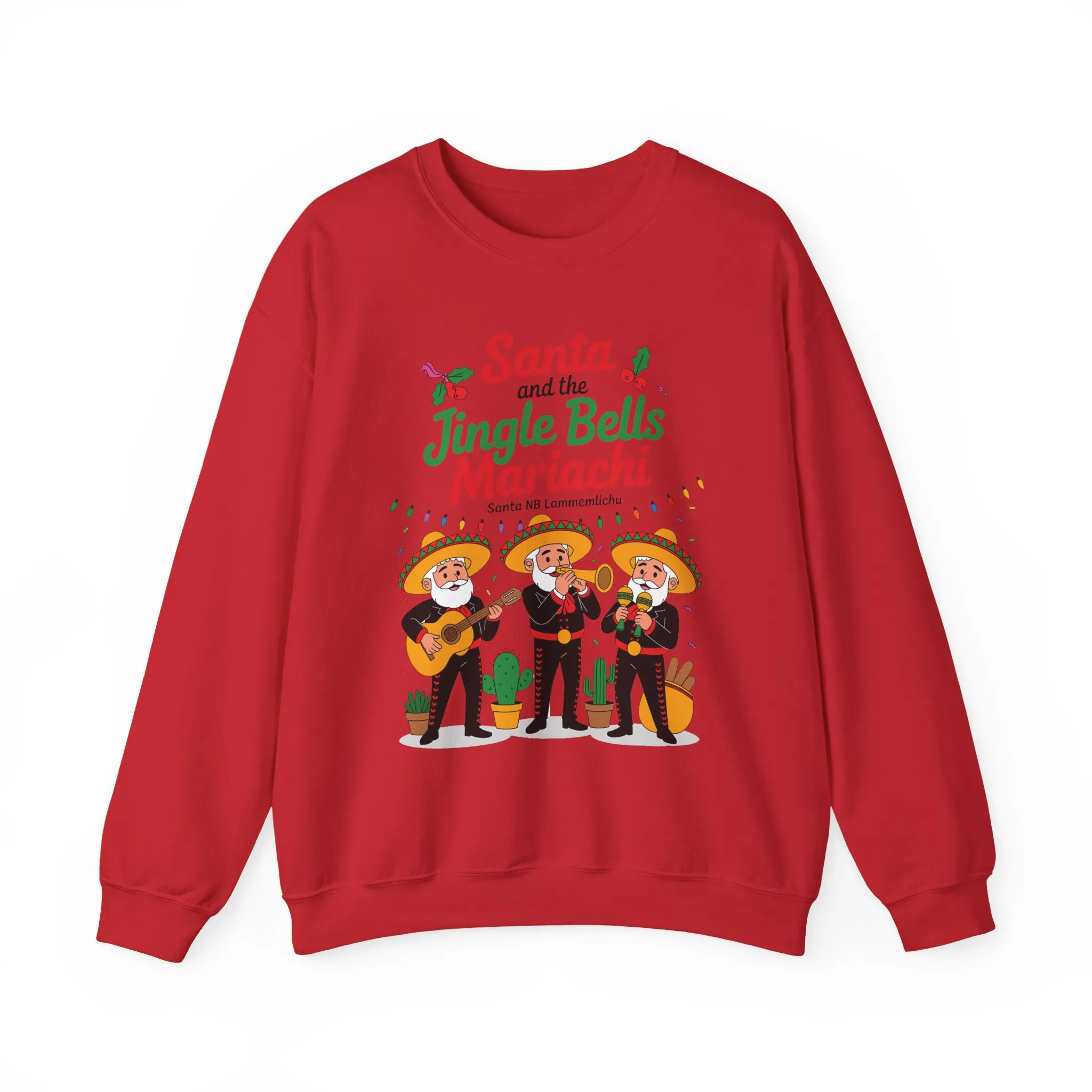 Santa and the Jingle Bells Mariachi Sweatshirt, Funny Mexican Christmas Jumper, Latin Holiday Fiesta Pullover - Image 25