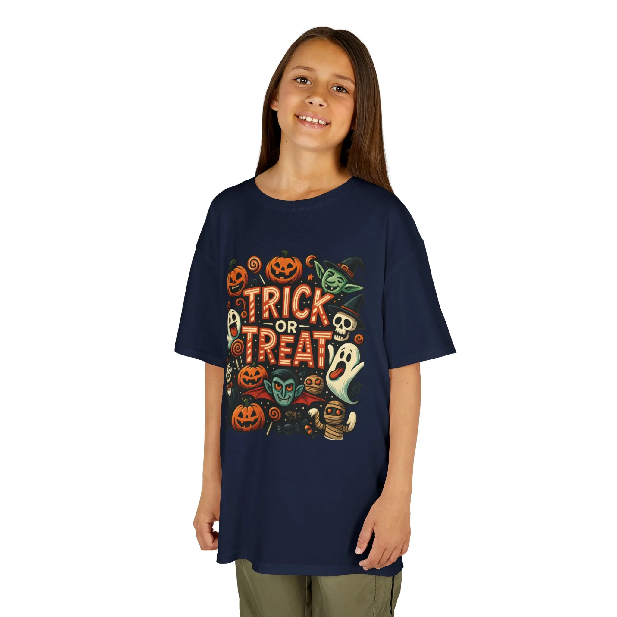 Kids Trick or Treat T-Shirt, Halloween Graphic Tee with Pumpkins, Ghosts & Vampires, Fun Spooky Shirt for Children - Image 20
