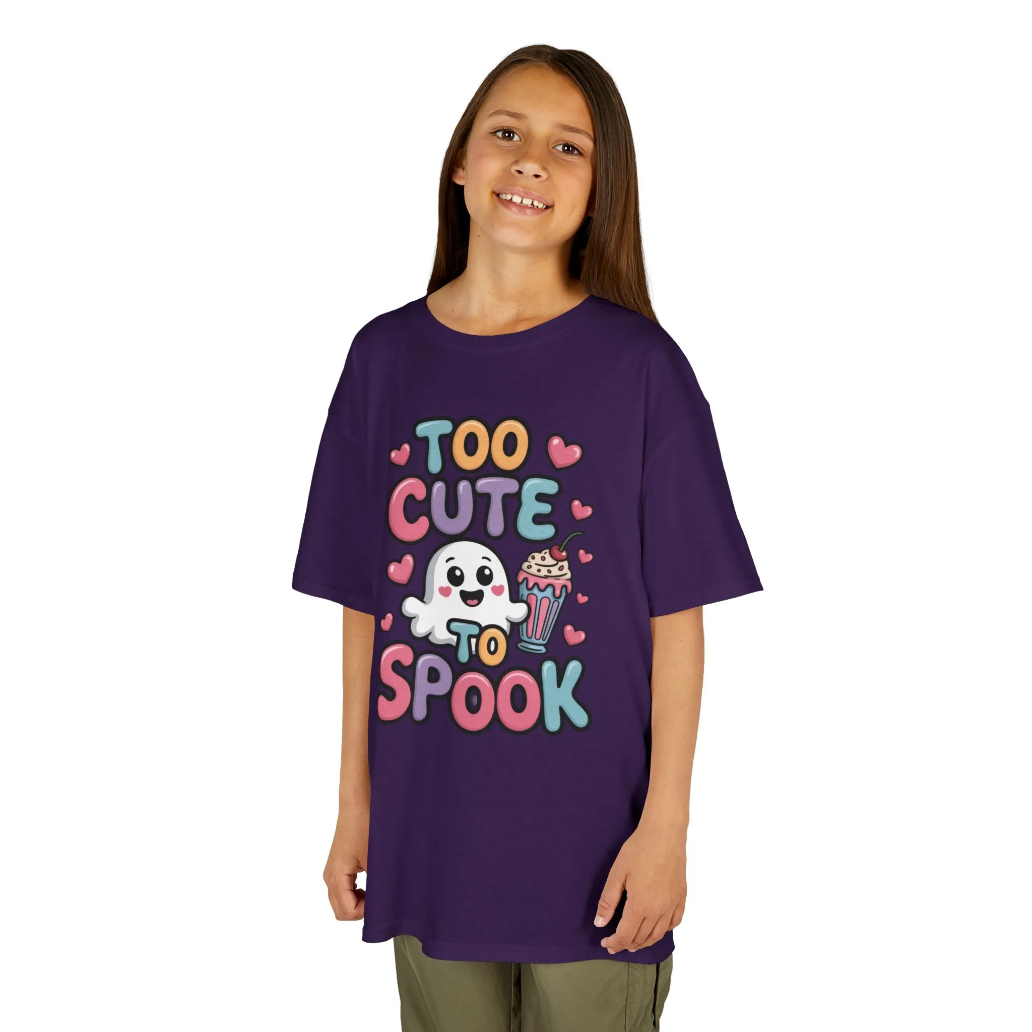 Kids Too Cute To Spook T-Shirt, Cute Ghost Milkshake Shirt, Kawaii Halloween Tee for Boys & Girls - Image 14