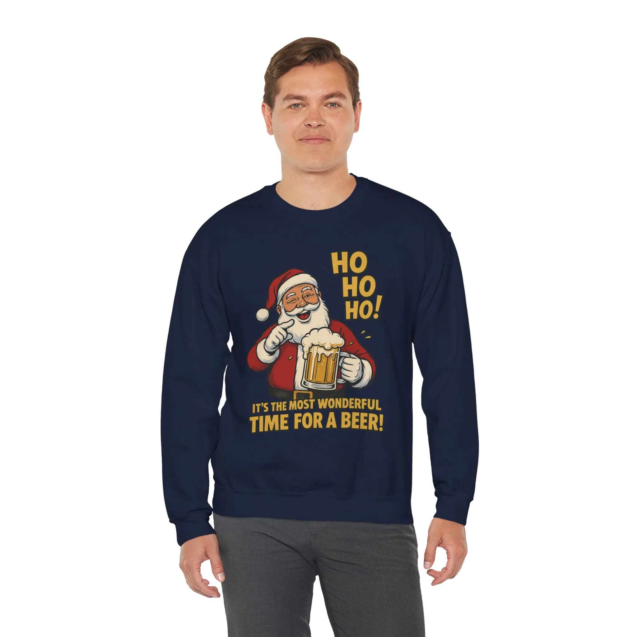 Funny Santa Beer Christmas Sweatshirt, Men's Holiday Pullover, Men's Heavy Blend™ Crewneck Sweatshirt - Image 27