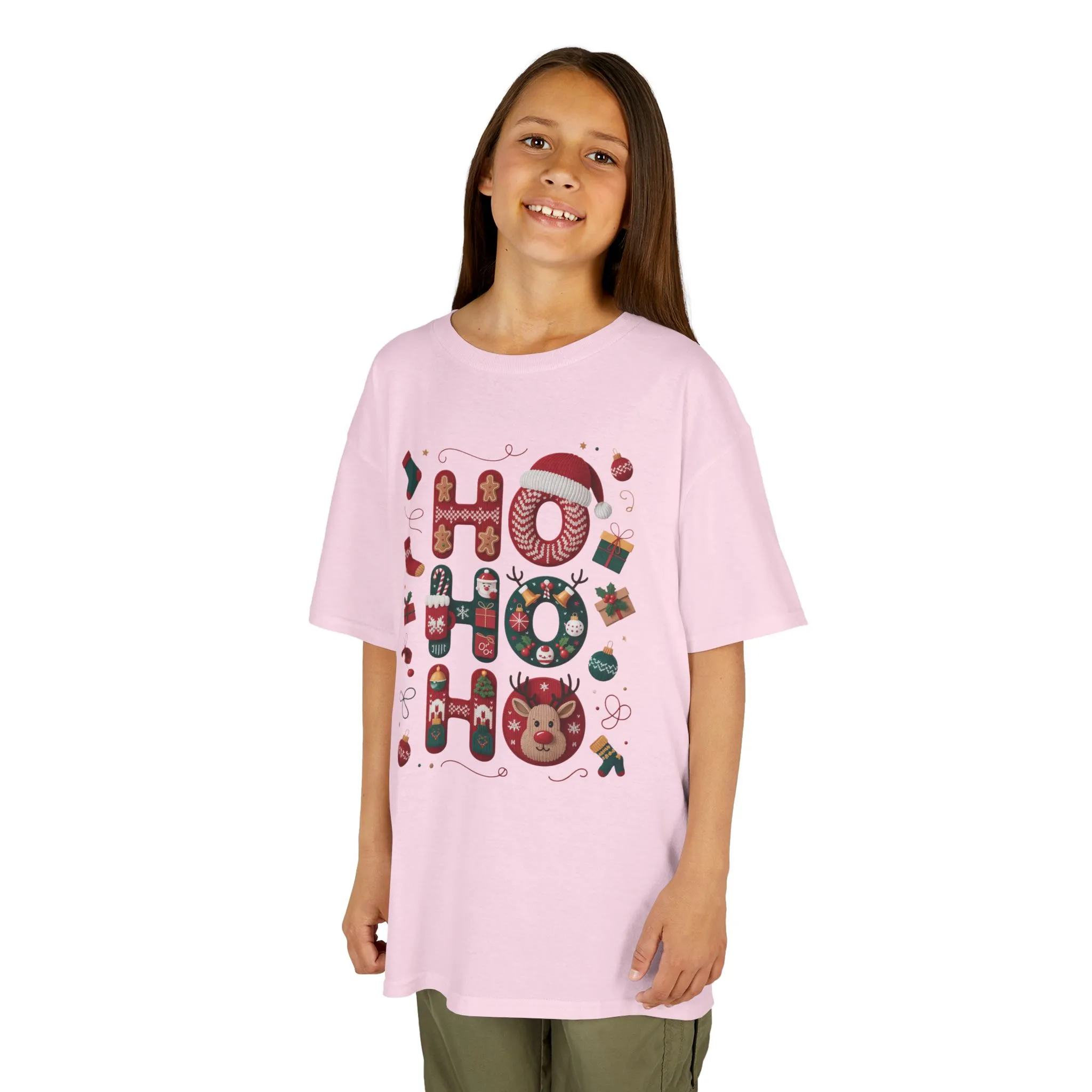 Ho Ho Ho Kids Christmas T-Shirt, Cute Girls Holiday Outfit, Reindeer, Gingerbread - Santa Hat Design, Cozy Winter Top - Image 16