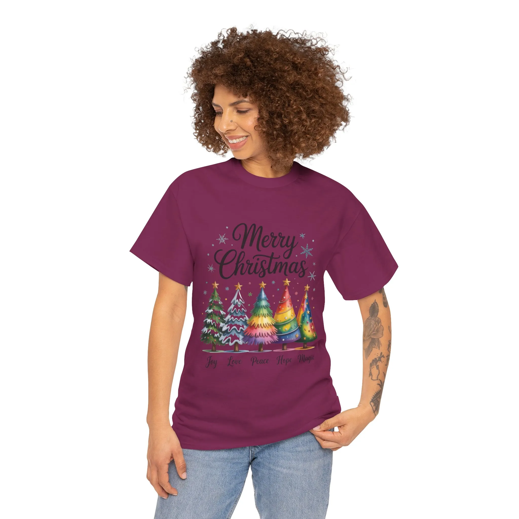 Merry Christmas Women's T-Shirt, Joy Love Peace Hope Magic Holiday Tee - Image 20