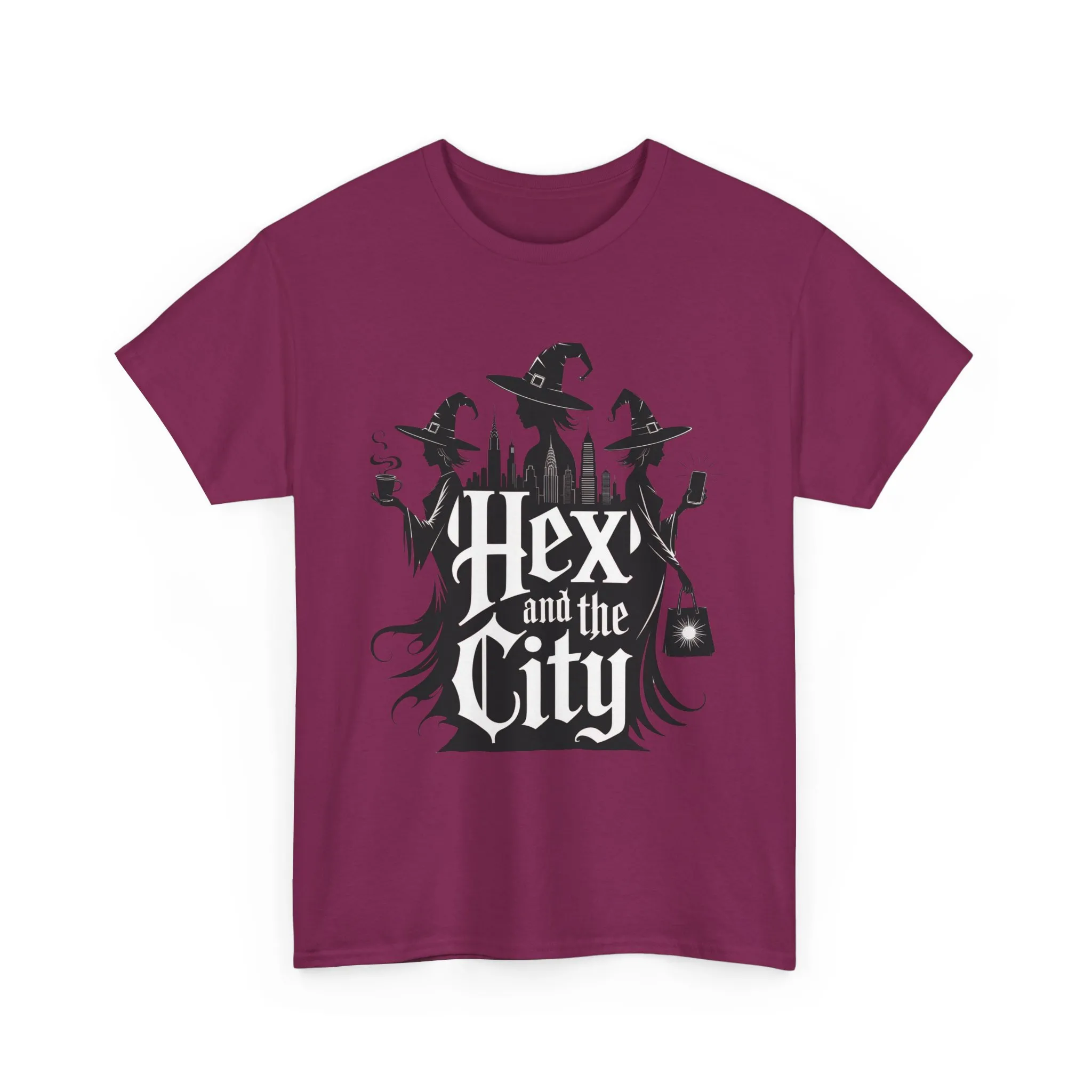 Women's Hex and the City Witch Shirt, Gothic Witches New York Skyline Halloween T-Shirt for Women - Image 25