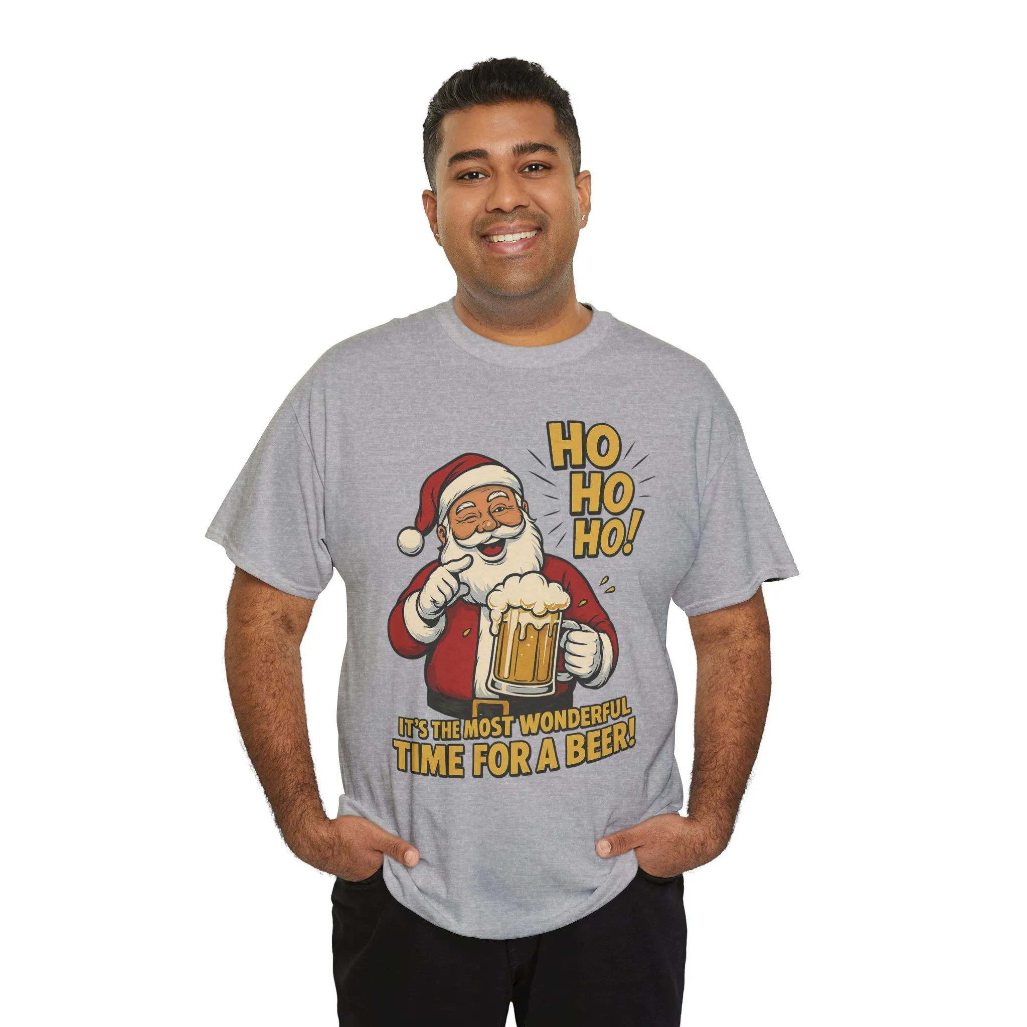 Funny Santa Beer Christmas T-Shirt, Men's Holiday Party Tee - Image 21