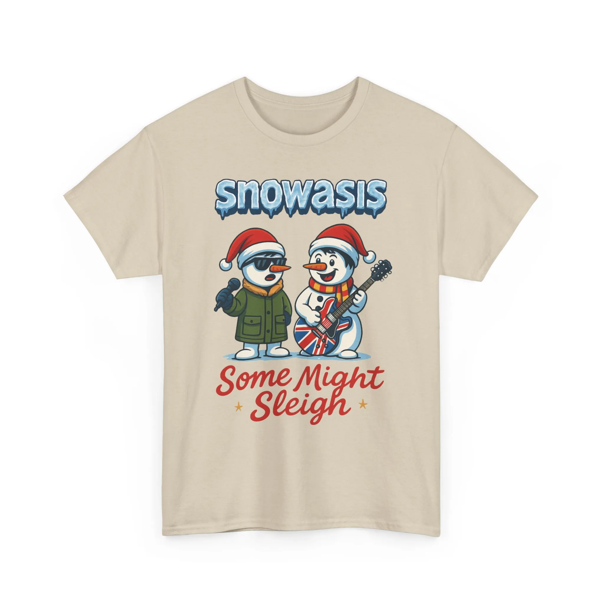 Funny Snowman Band Men's Christmas T-Shirt, Snowasis Some Might Sleigh Tee - Image 7