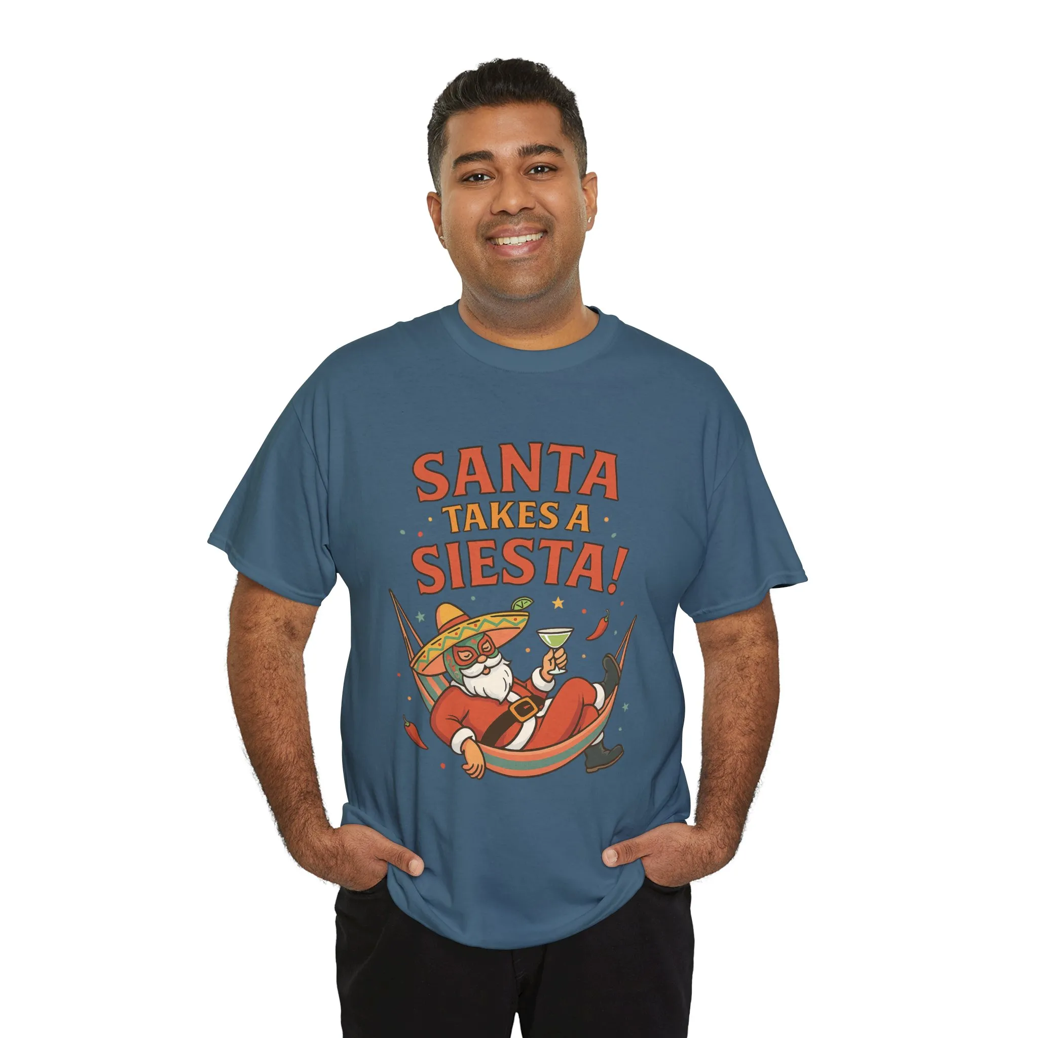 Santa Takes a Siesta Funny Christmas T-Shirt for Men, Mexican Santa Holiday Tee - Image 21