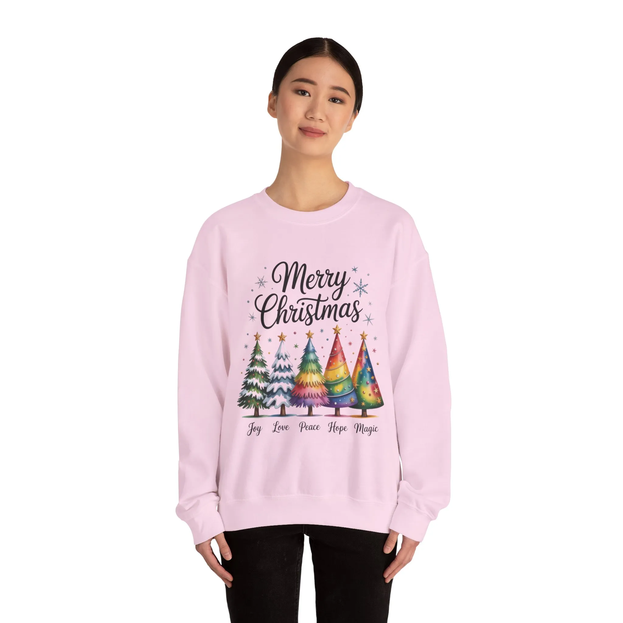 Merry Christmas Women's Sweatshirt, Joy Love Peace Hope Magic Pullover, Women's Heavy Blend™ Crewneck Sweatshirt - Image 17