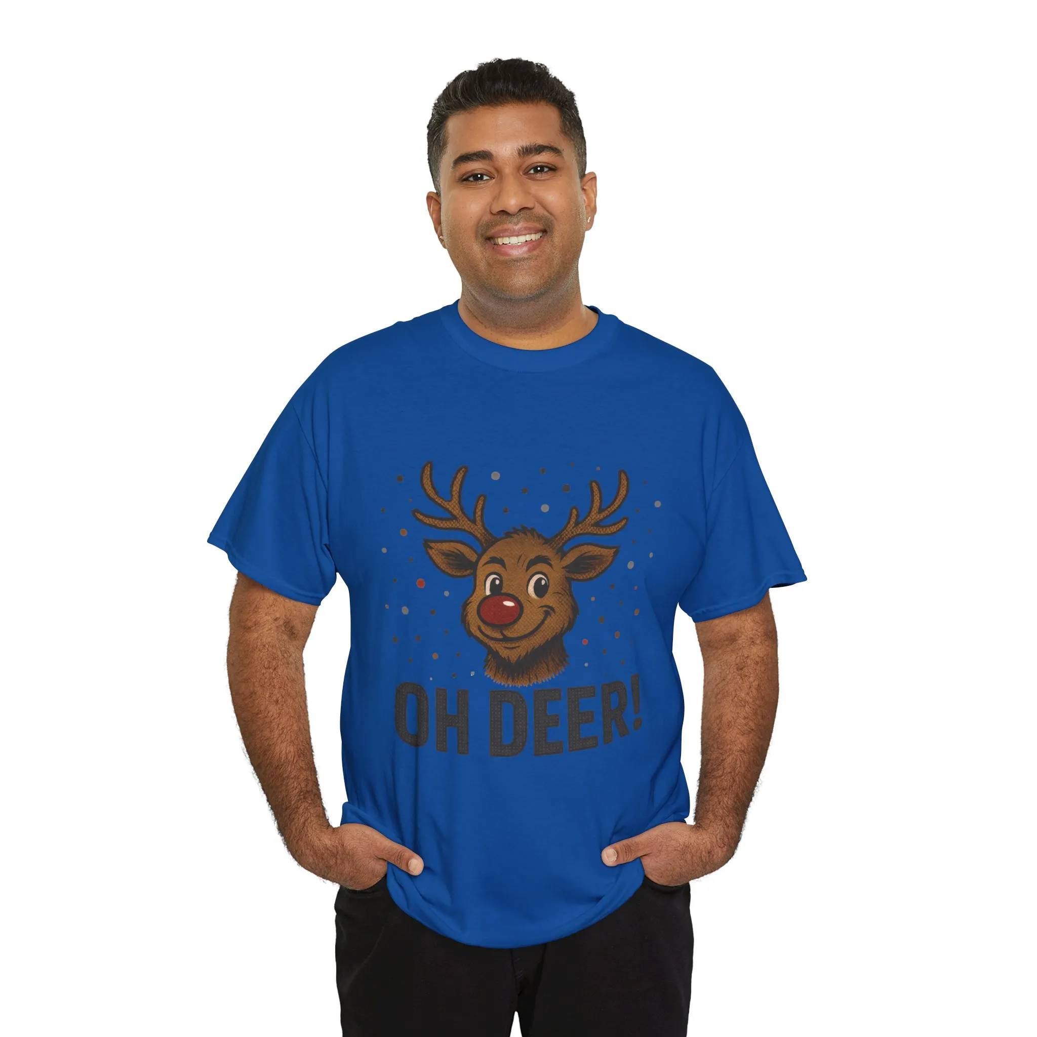 Men's Oh Deer Funny Christmas T-Shirt, Reindeer Holiday Graphic Tee - Image 21