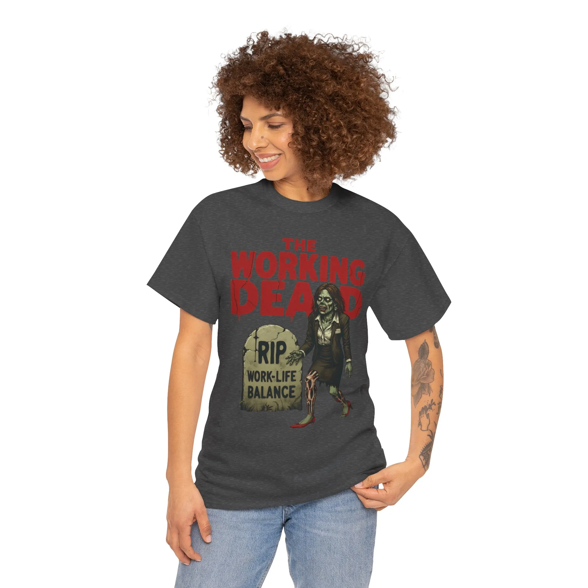 The Working Dead Women's Shirt, Funny Work Life Balance Zombie Tee, RIP Work Shirt, Halloween Office Humor, Overworked Shirt - Image 14
