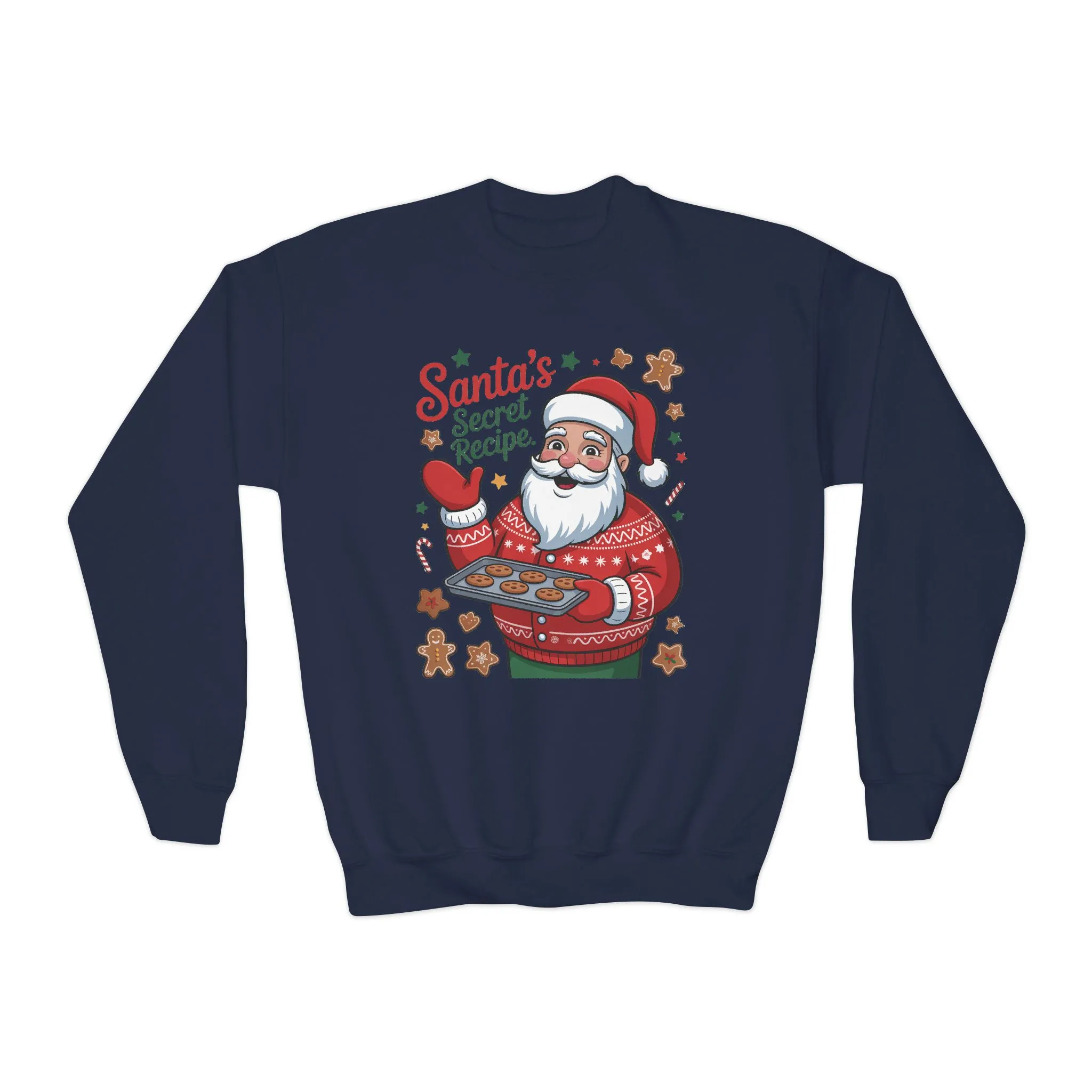 Kids Santa's Secret Recipe Christmas Sweatshirt, Cute Holiday Baking Jumper, Gingerbread Cookie Santa Sweater for Girls - Image 13