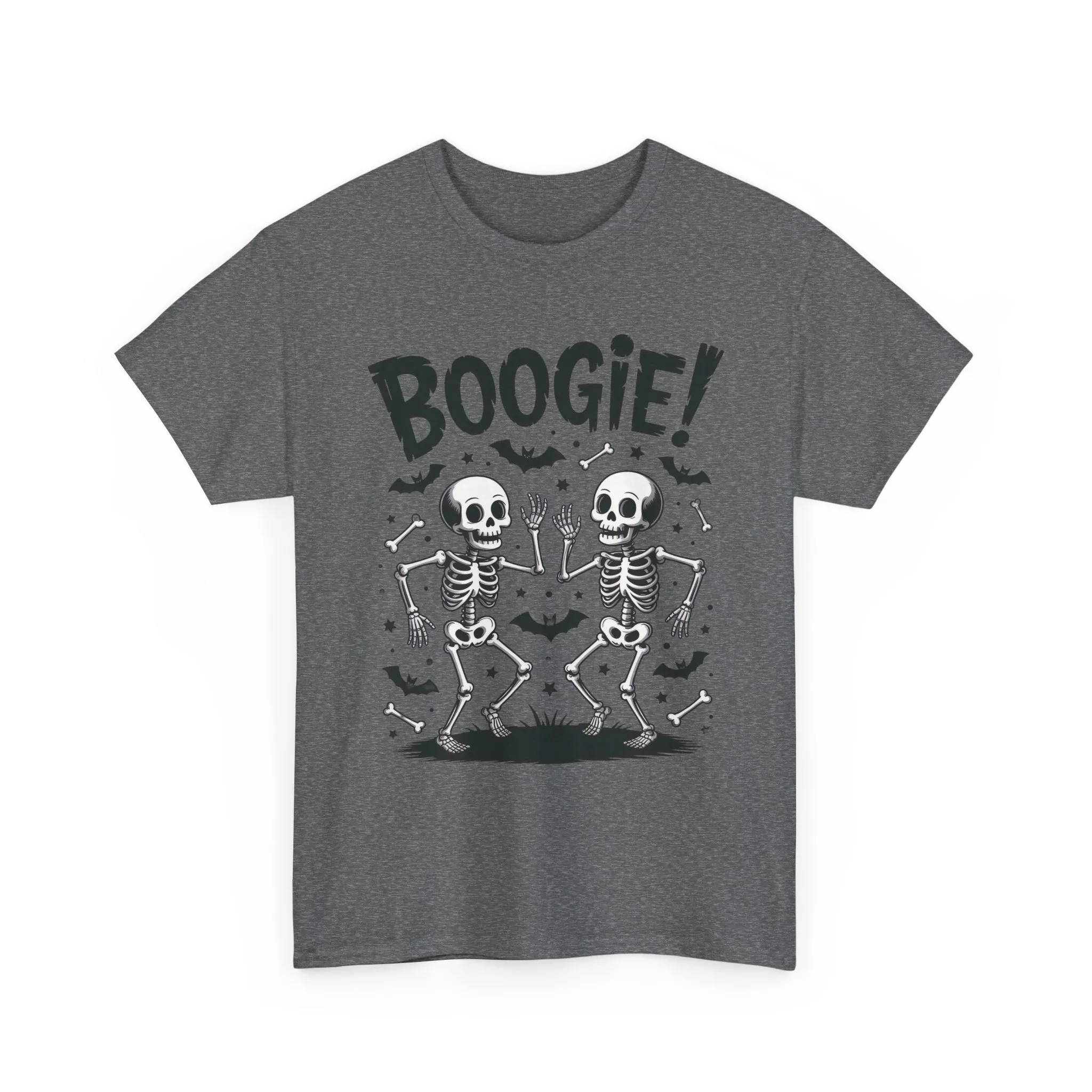 Halloween Dancing Skeletons Women's T-Shirt, BOOGIE! Funny Spooky Graphic Tee for Women, Women's Heavy Cotton Tee - Image 7