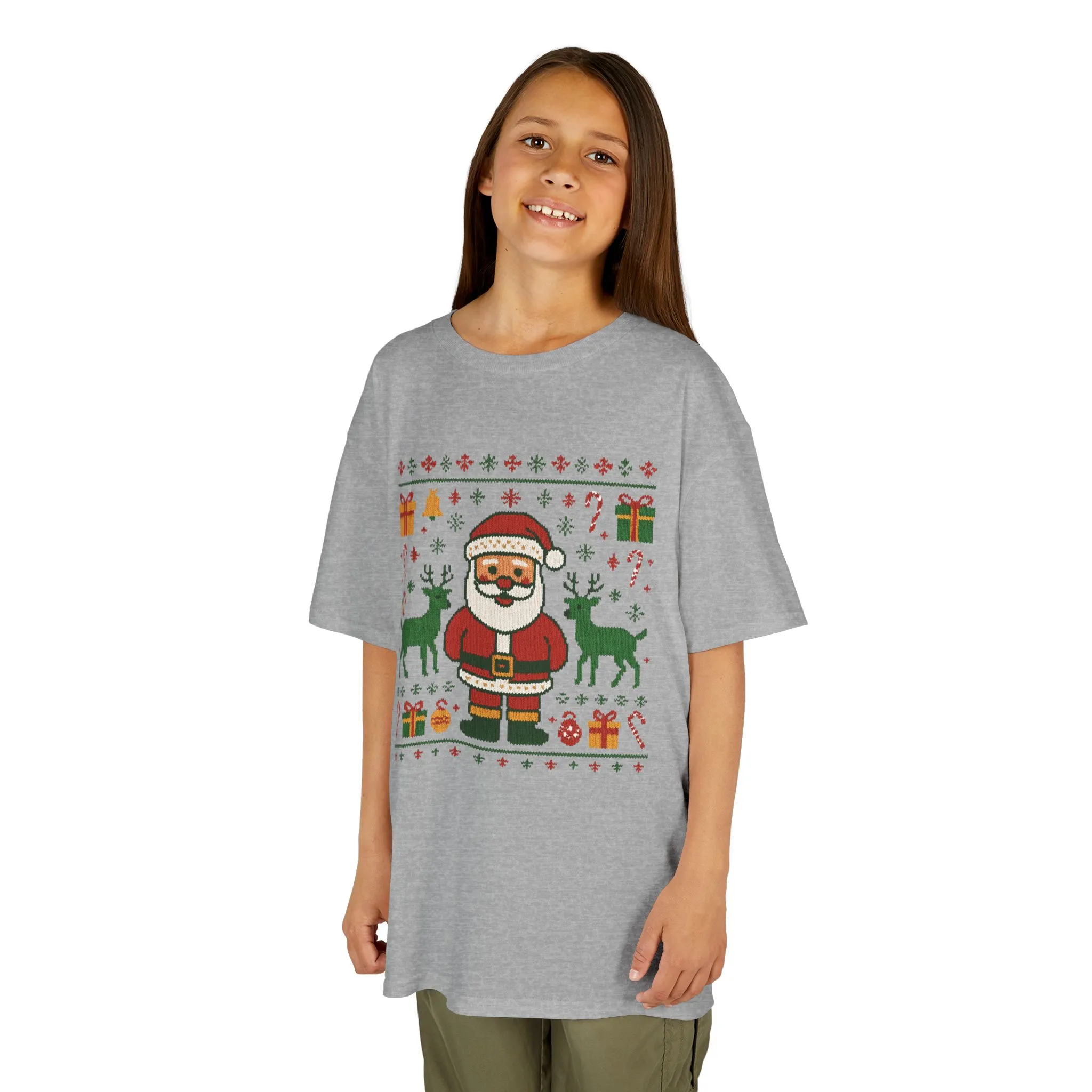 Kids Santa Christmas Shirt, Holiday Style Kids Sweater - Image 2