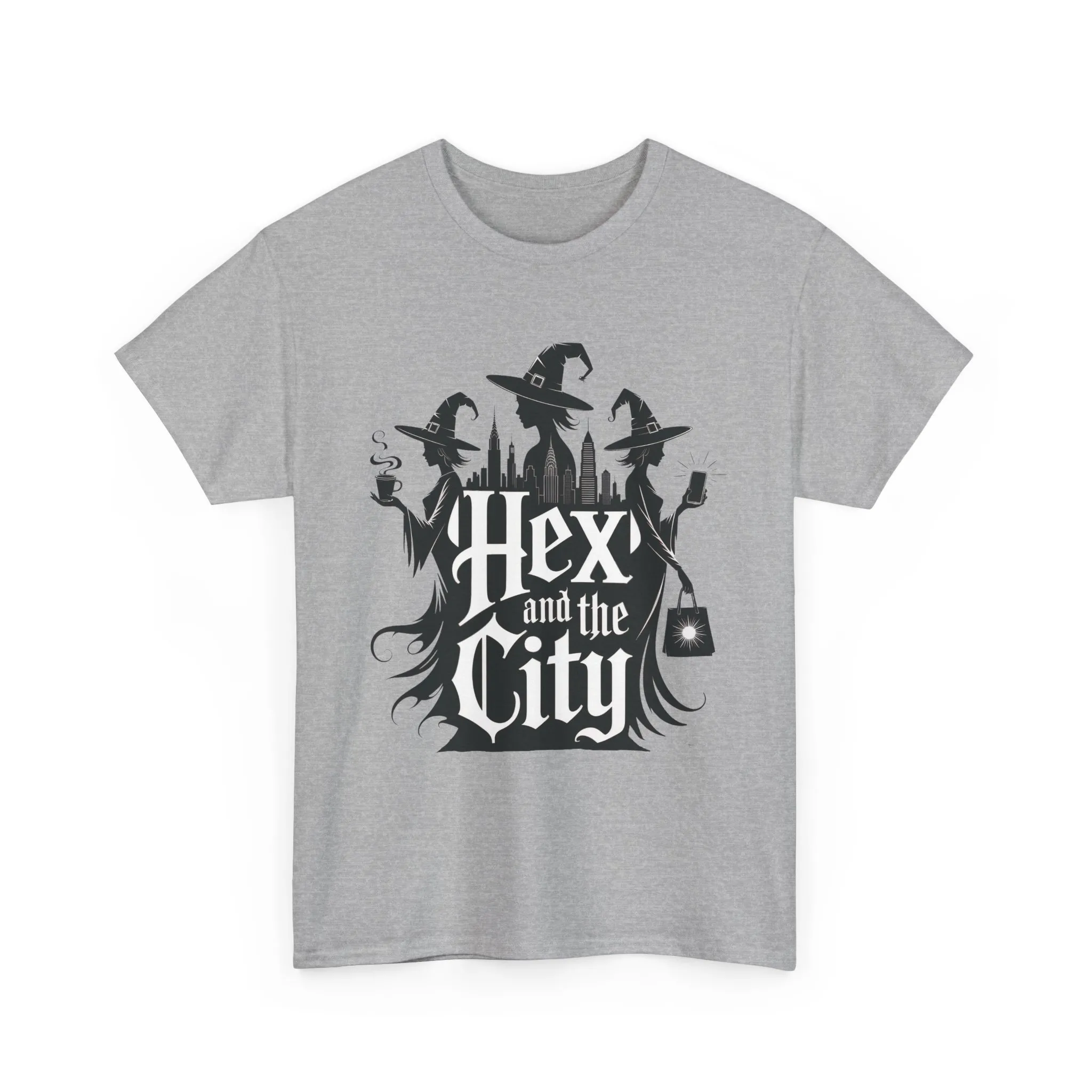 Women's Hex and the City Witch Shirt, Gothic Witches New York Skyline Halloween T-Shirt for Women - Image 4