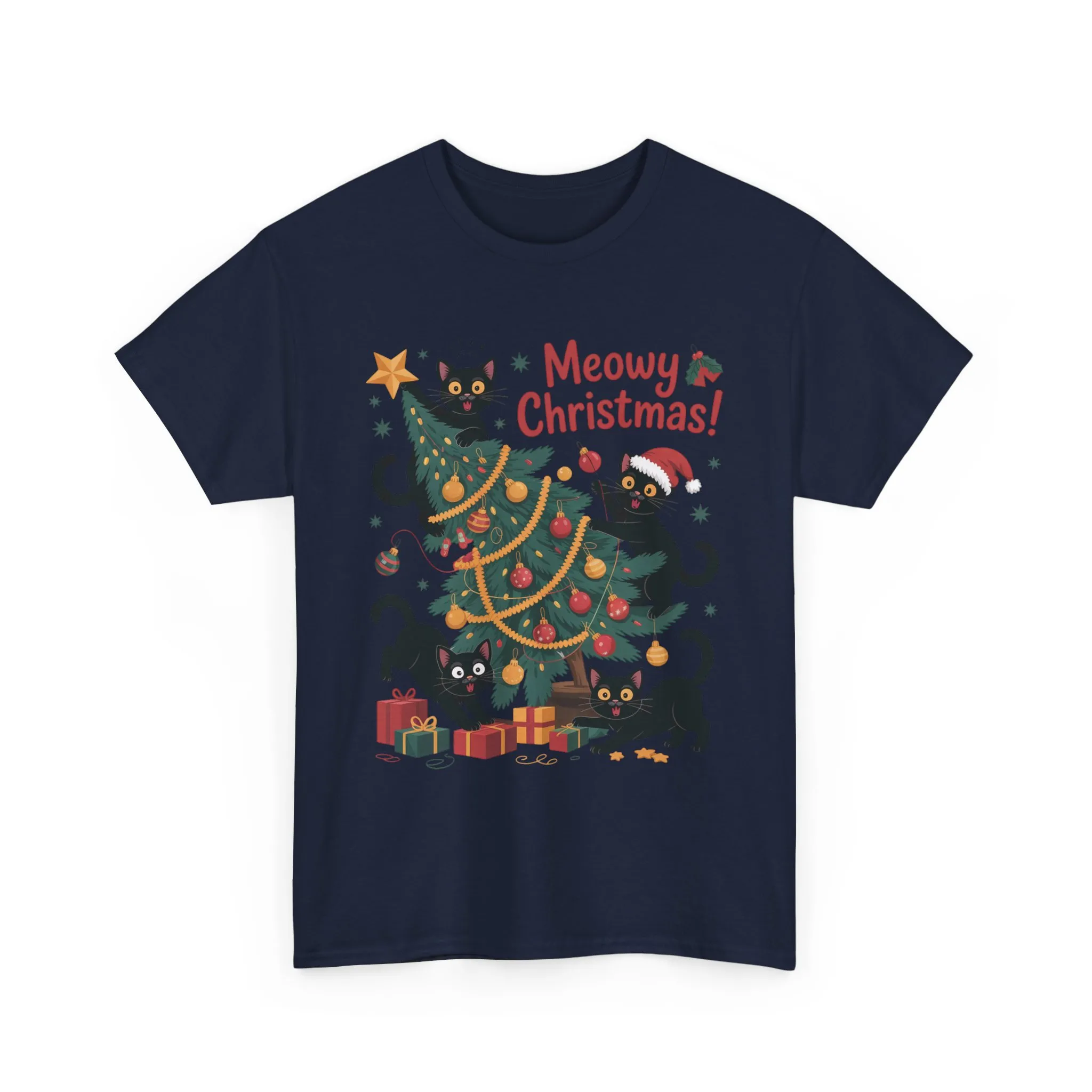 Funny Black Cats Christmas Tree T-Shirt, Cute Cat Lover Holiday Tee, Christmas Cat Chaos Shirt for Women - Image 16